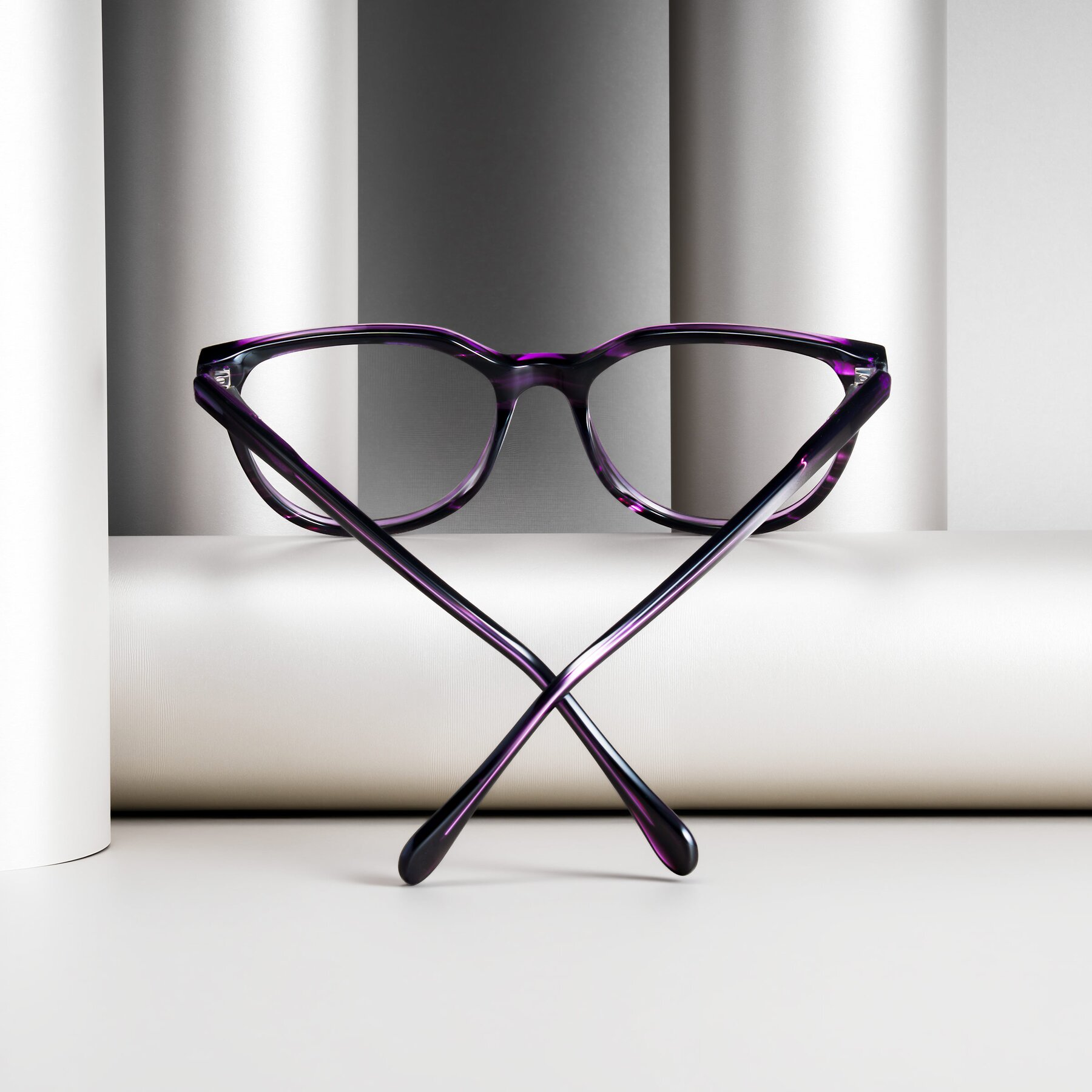 Women's lifestyle photography #1 of Glenroe in Purple Striped with Clear Eyeglass Lenses