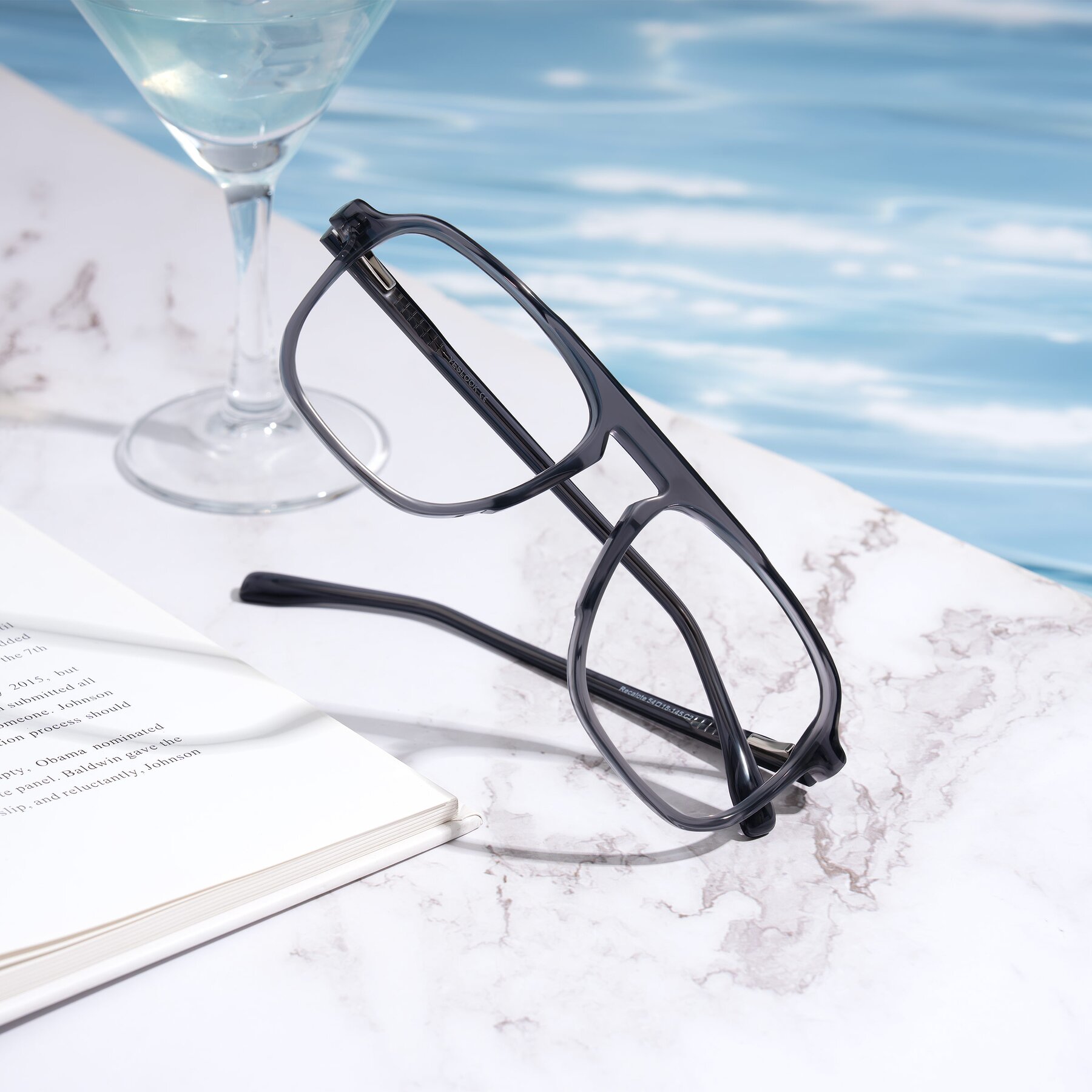 Lifestyle photography #1 of Recalote in Transparent Gray with Clear Reading Eyeglass Lenses