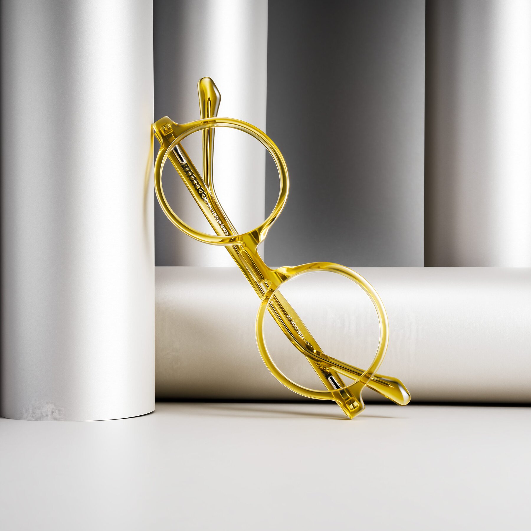 Lifestyle photography #2 of Clady in Mustard Crystal with Clear Eyeglass Lenses
