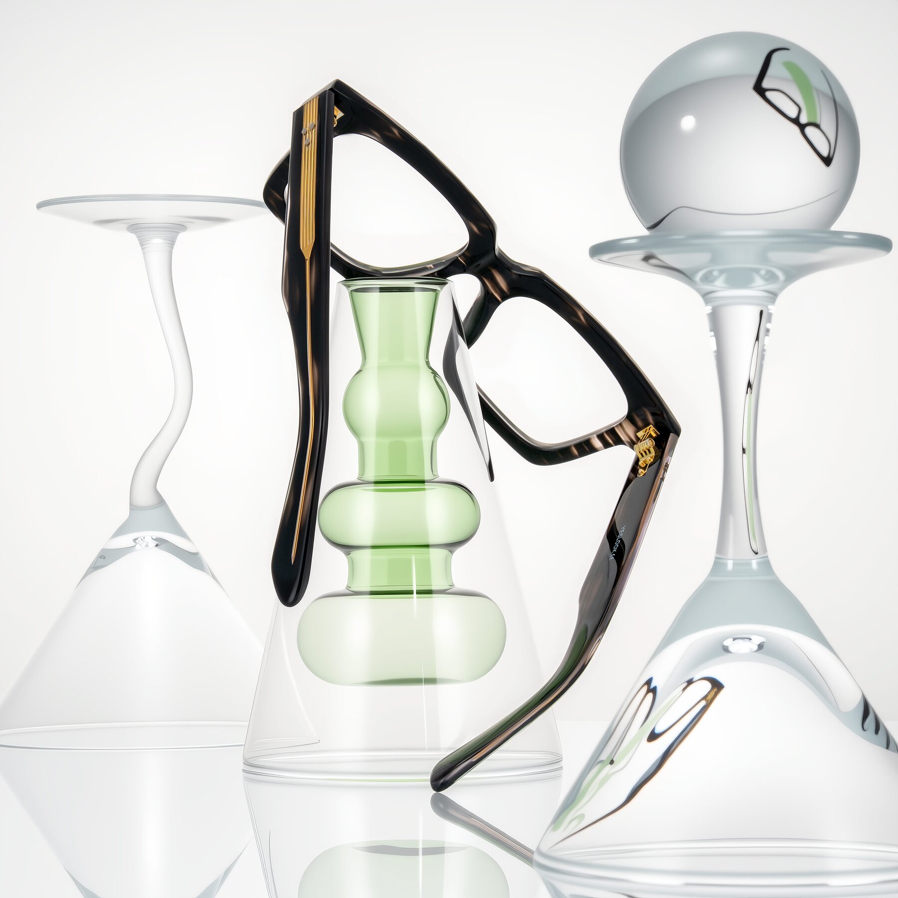 Lifestyle photography #2 of Phamn in Dark Gray Striped with Clear Eyeglass Lenses