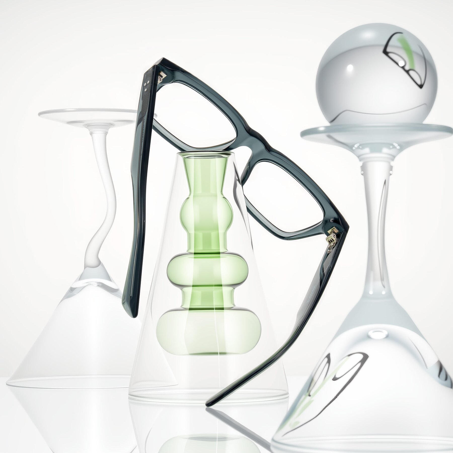 Lifestyle photography #2 of Paisley in Translucent Gray with Clear Reading Eyeglass Lenses