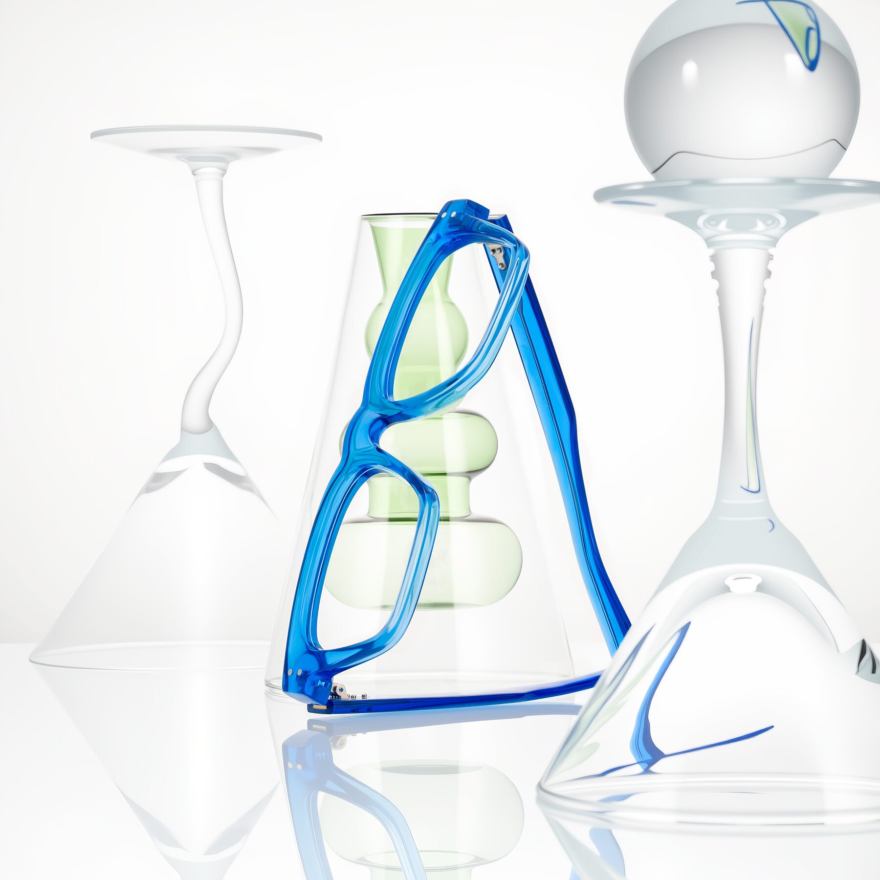 Lifestyle photography #1 of Paisley in Translucent Blue with Clear Eyeglass Lenses