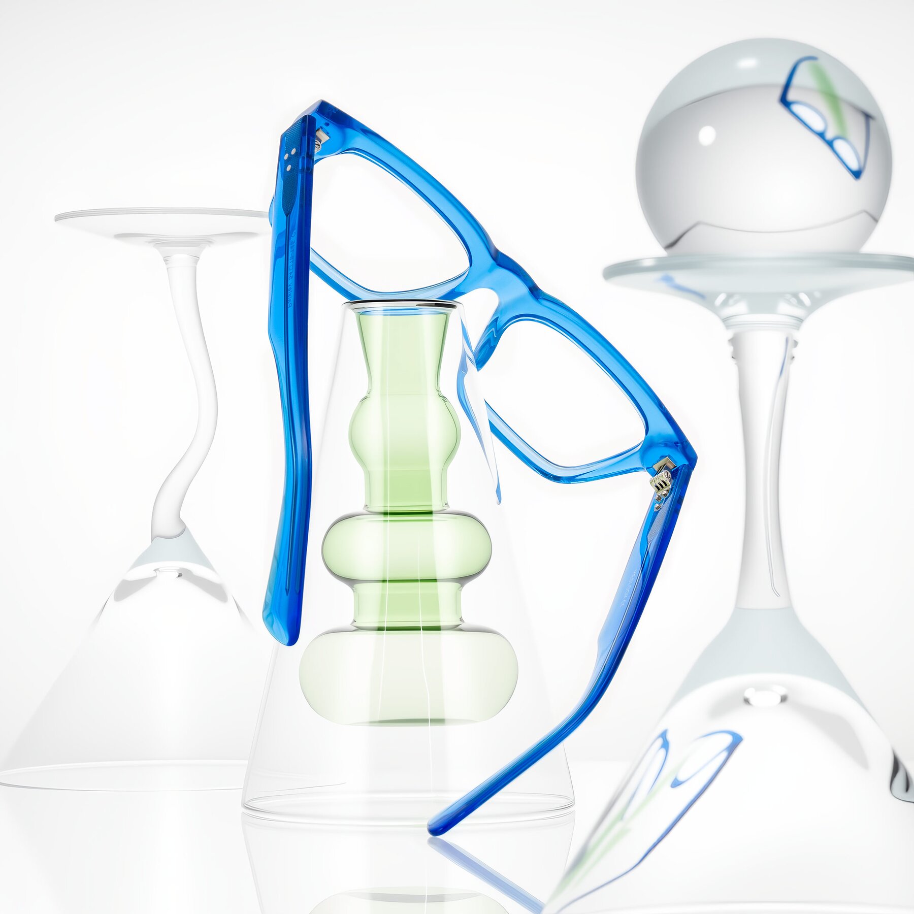 Lifestyle photography #2 of Paisley in Translucent Blue with Clear Eyeglass Lenses
