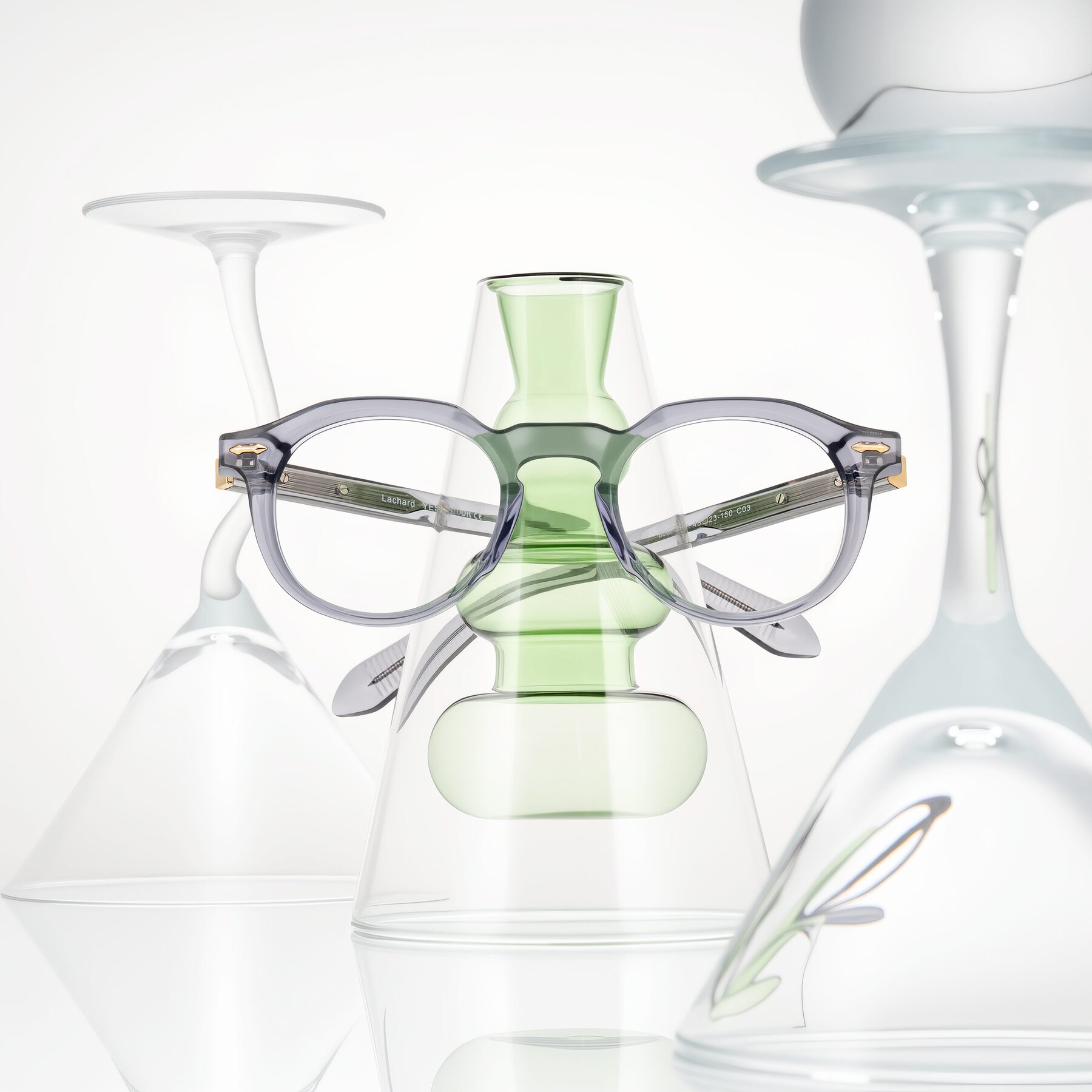 Lifestyle photography #1 of Lachard in Crystal Dusty Blue with Clear Eyeglass Lenses