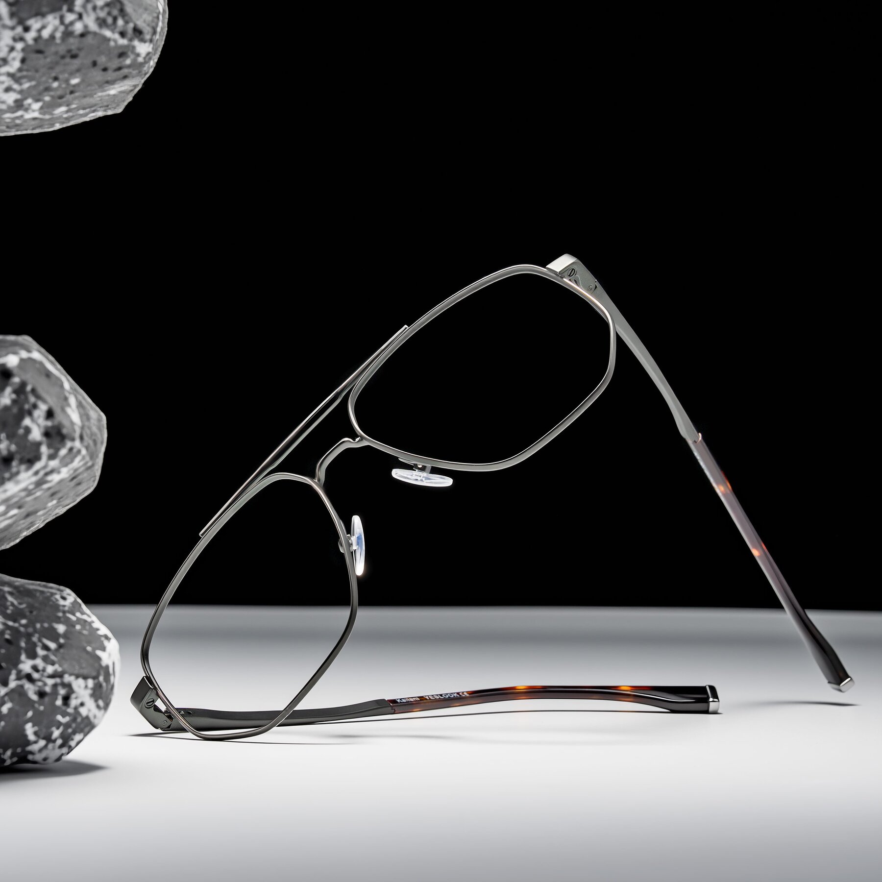 Lifestyle photography #1 of Kailani in Gunmetal/Matte Dark Green with Clear Eyeglass Lenses