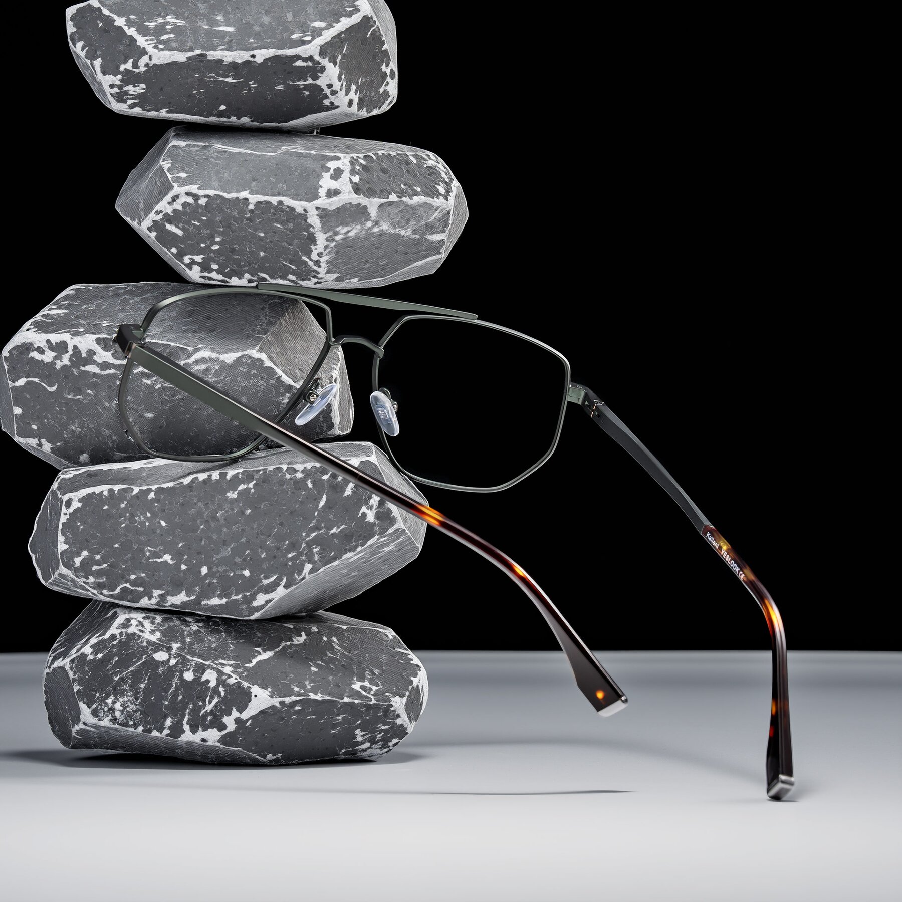 Lifestyle photography #2 of Kailani in Gunmetal/Matte Dark Green with Clear Eyeglass Lenses