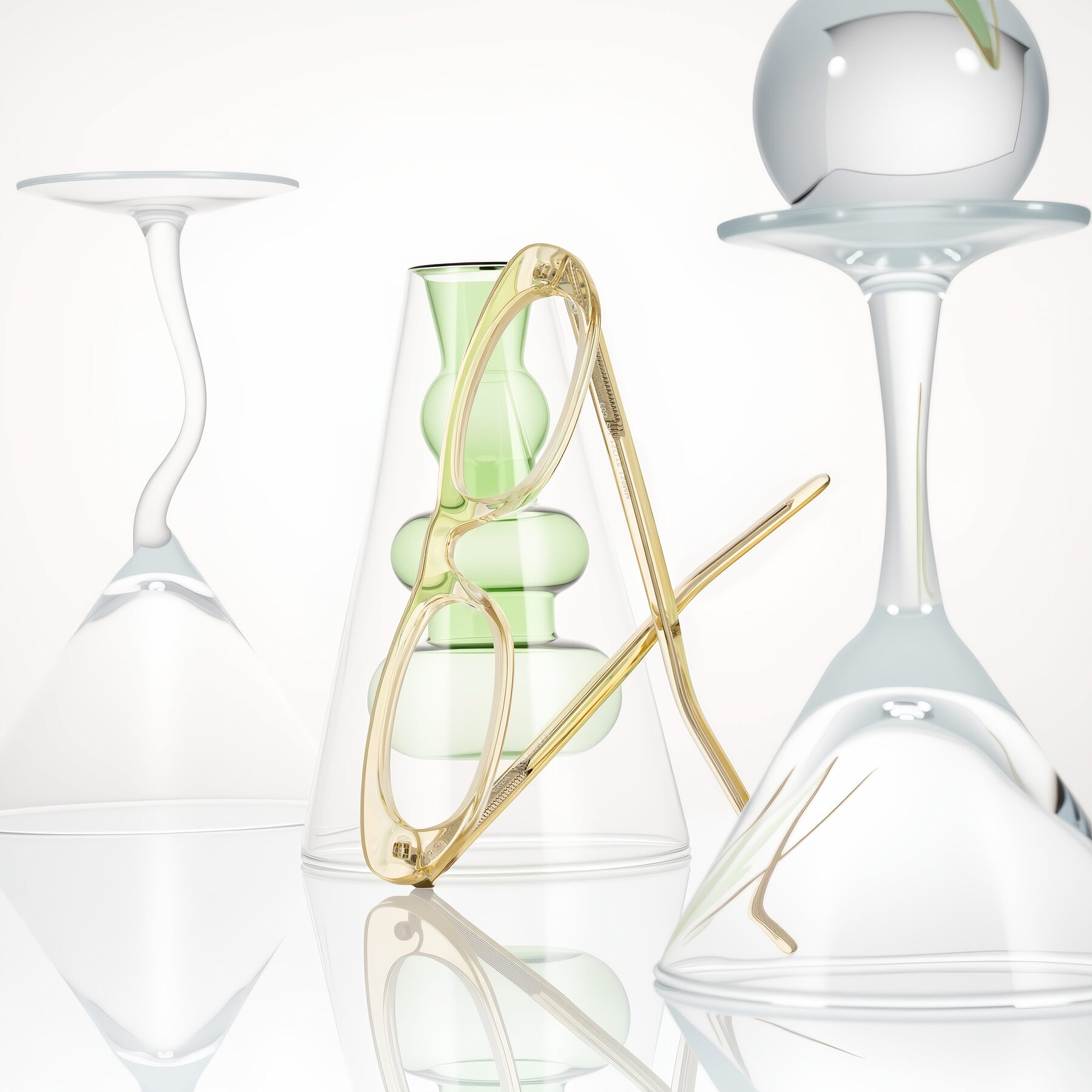Lifestyle photography #1 of Enzio in Lime Crystal with Clear Eyeglass Lenses