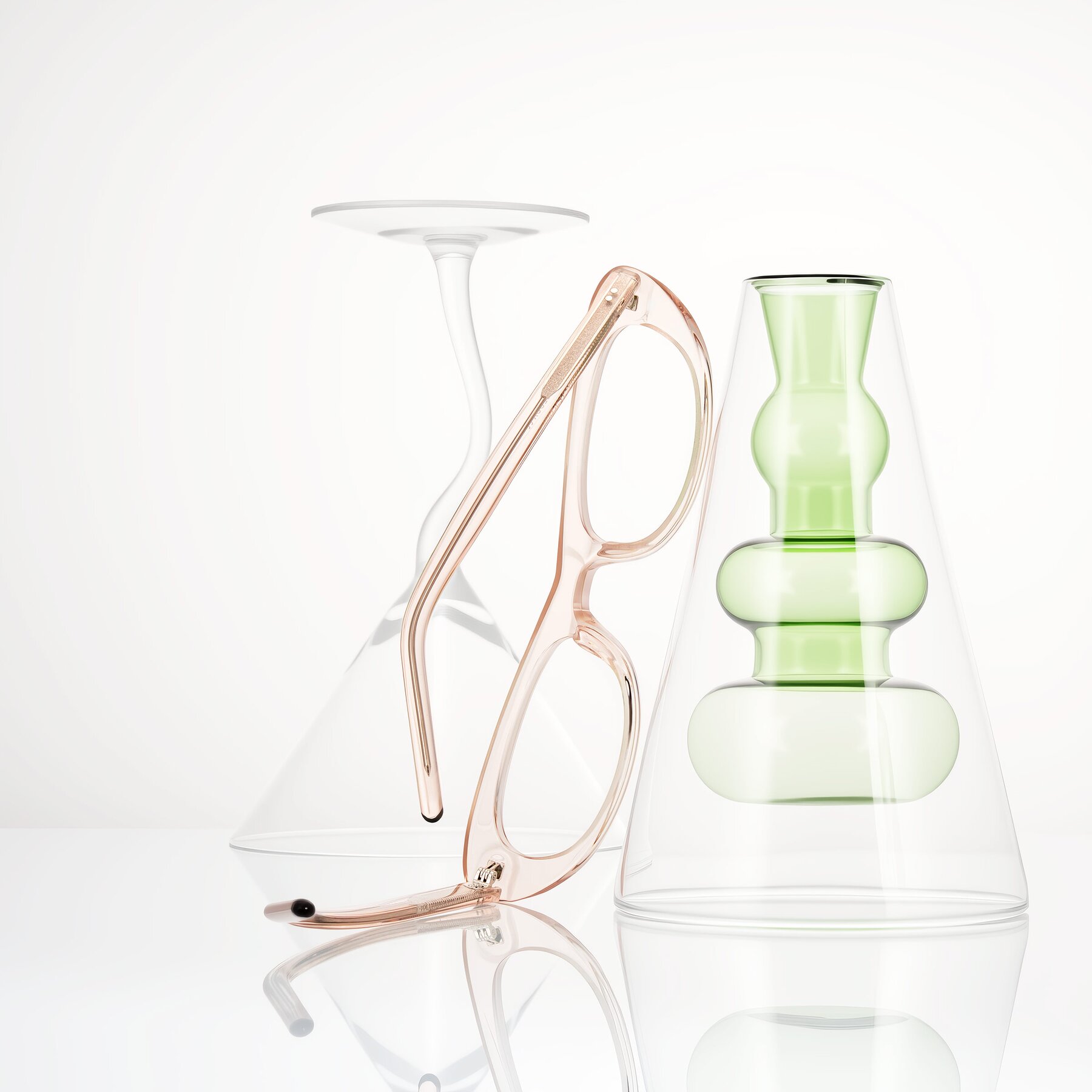 Lifestyle photography #2 of Enzio in Rose Crystal with Clear Eyeglass Lenses