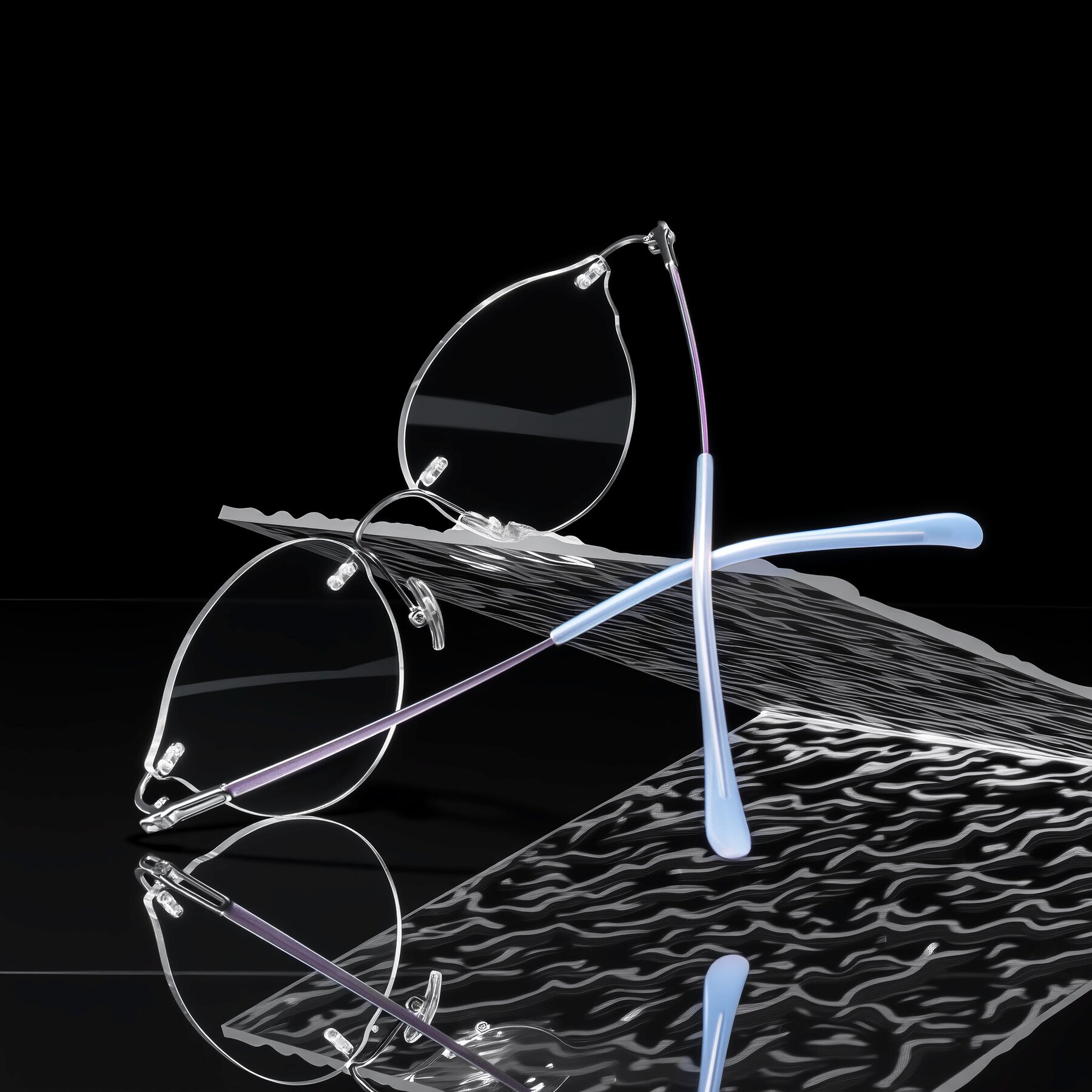 Women's lifestyle photography #1 of Barlow in Silver/Blue/Purple with Clear Eyeglass Lenses