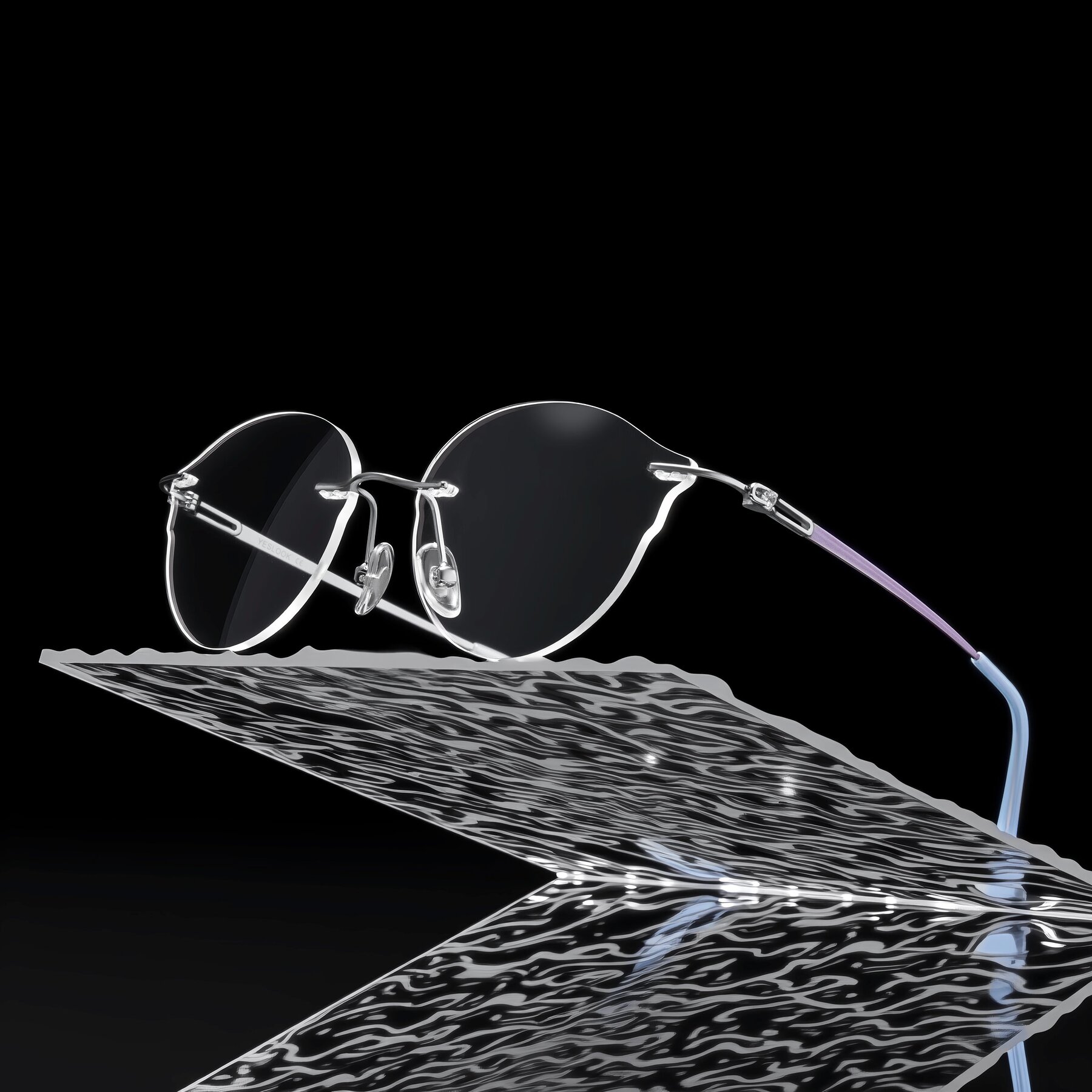 Women's lifestyle photography #2 of Barlow in Silver/Blue/Purple with Clear Eyeglass Lenses