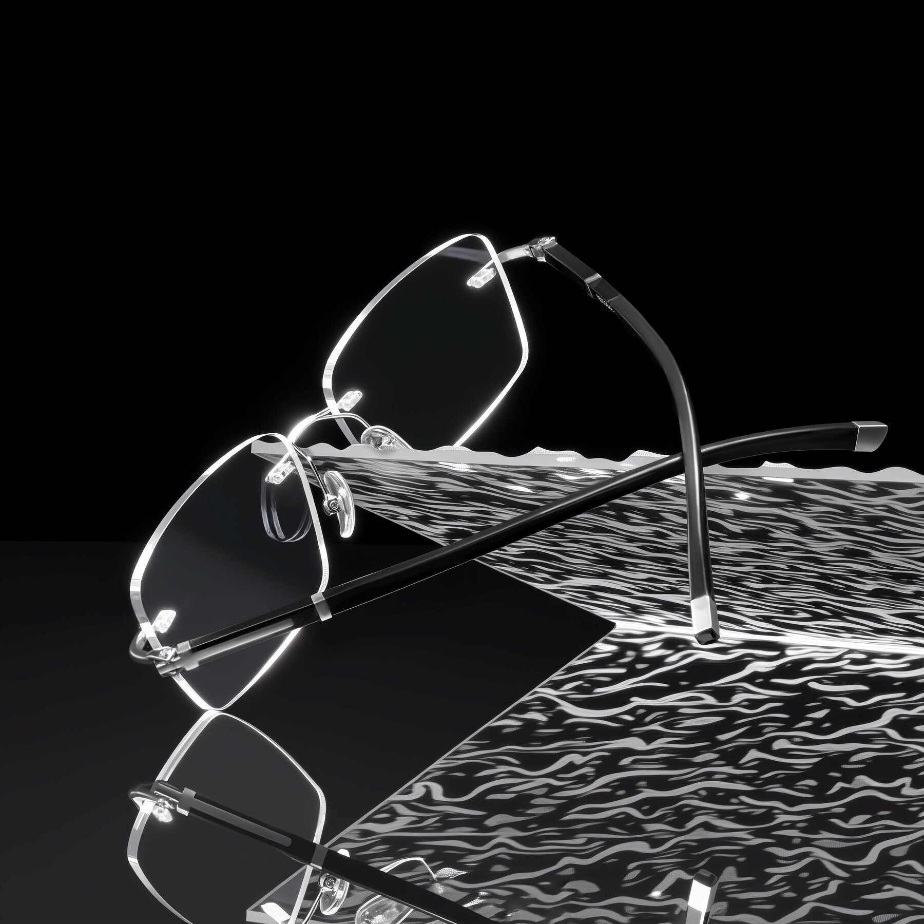 Men's lifestyle photography #1 of Mist in Sliver/Black with Clear Reading Eyeglass Lenses