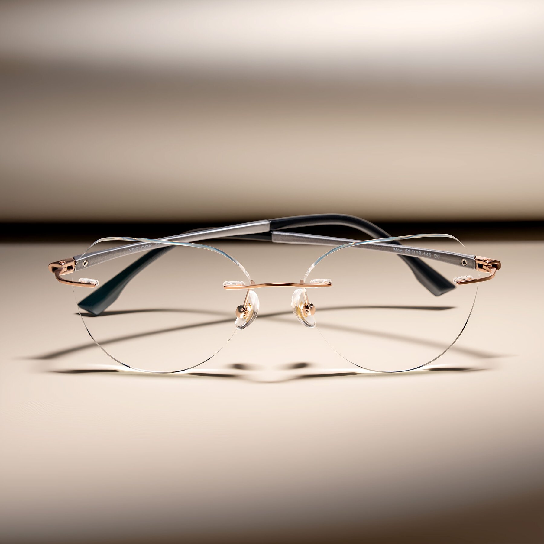 Lifestyle photography #2 of Noe in Rose Gold/Gray with Clear Eyeglass Lenses