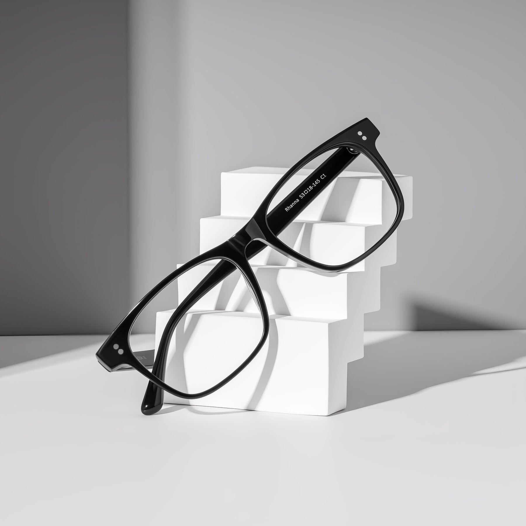 Lifestyle photography #1 of Rhanna in Black with Clear Eyeglass Lenses