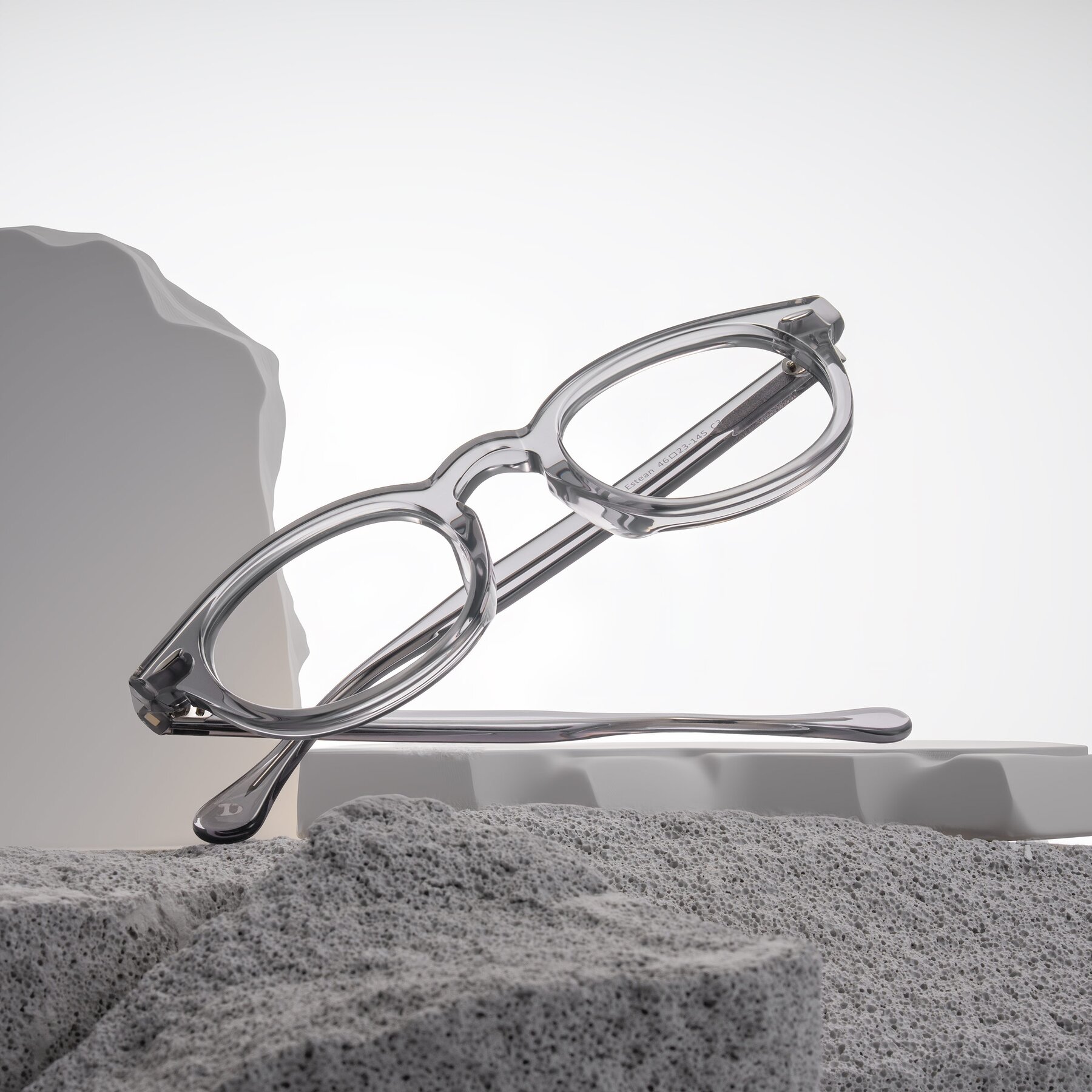 Lifestyle photography #1 of Estean in Transparent Gray with Clear Eyeglass Lenses