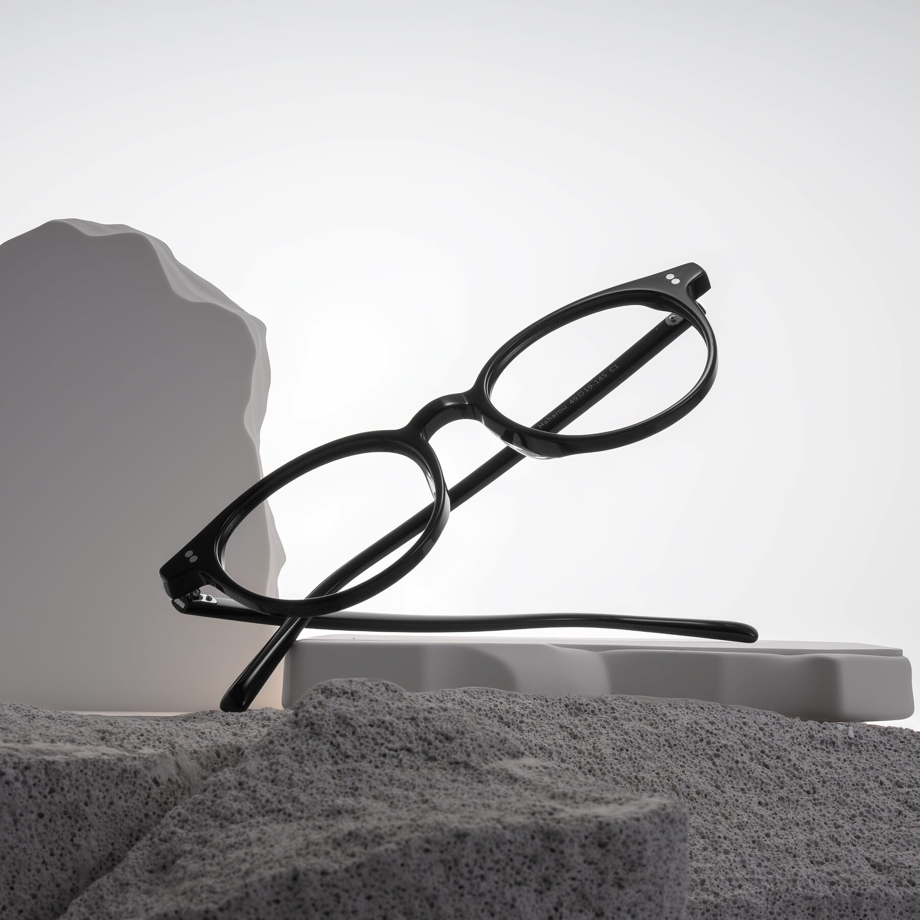 Lifestyle photography #1 of Haharou in Black with Clear Blue Light Blocking Lenses