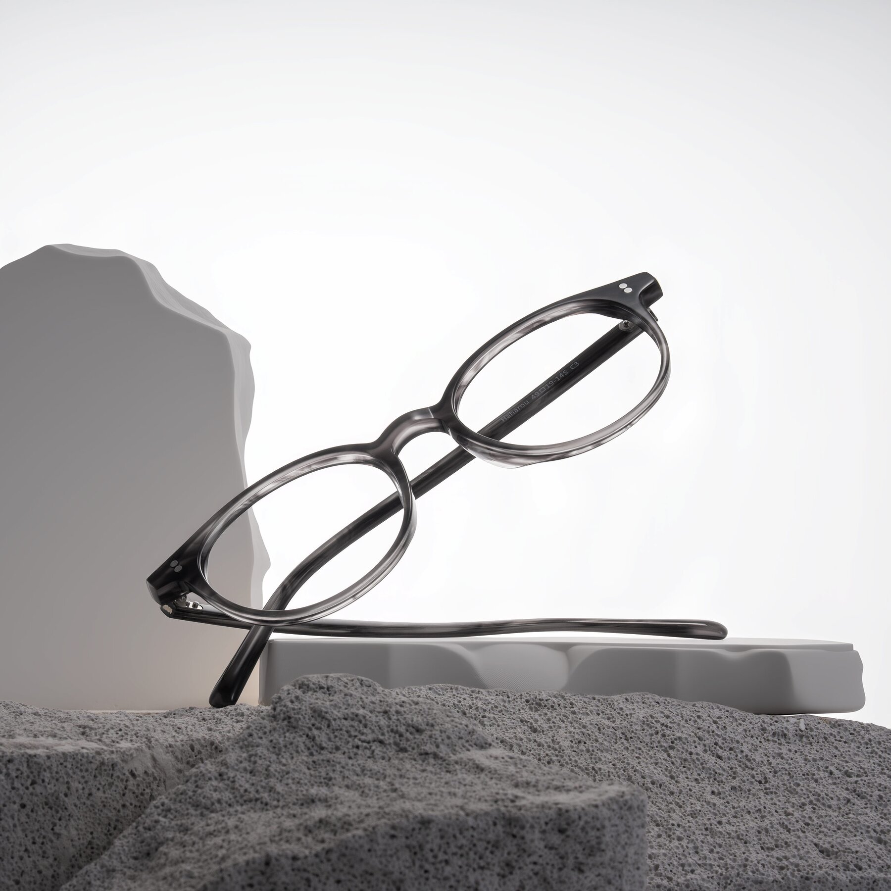 Lifestyle photography #1 of Haharou in Smoke with Clear Eyeglass Lenses