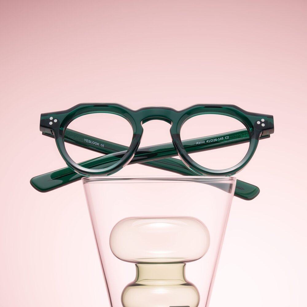 Emerald Green Narrow Retro-Vintage Round Eyeglasses