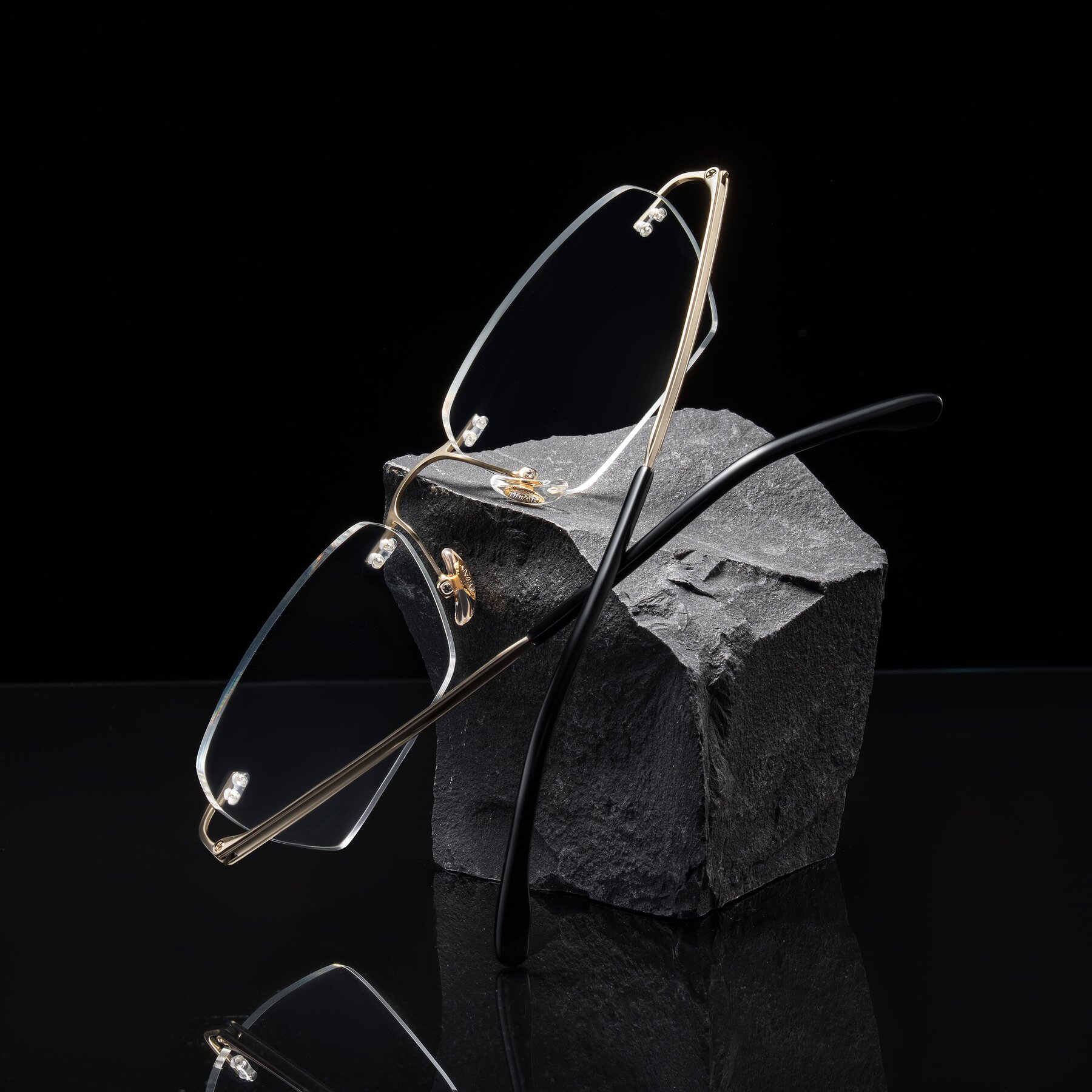 Lifestyle photography #2 of Airflow in Gold with Clear Blue Light Blocking Lenses