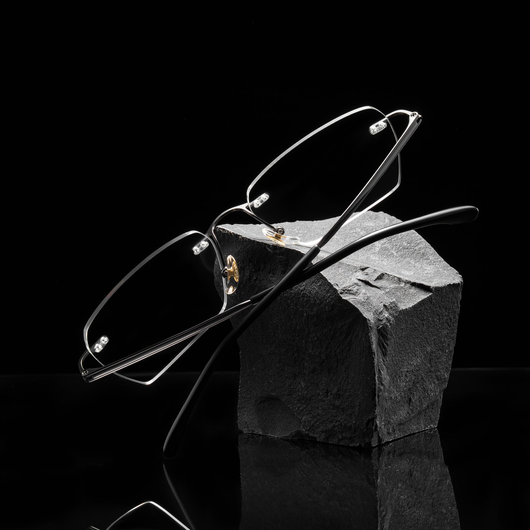 Lifestyle photography #2 of Airflow in Gunmetal with Clear Reading Eyeglass Lenses