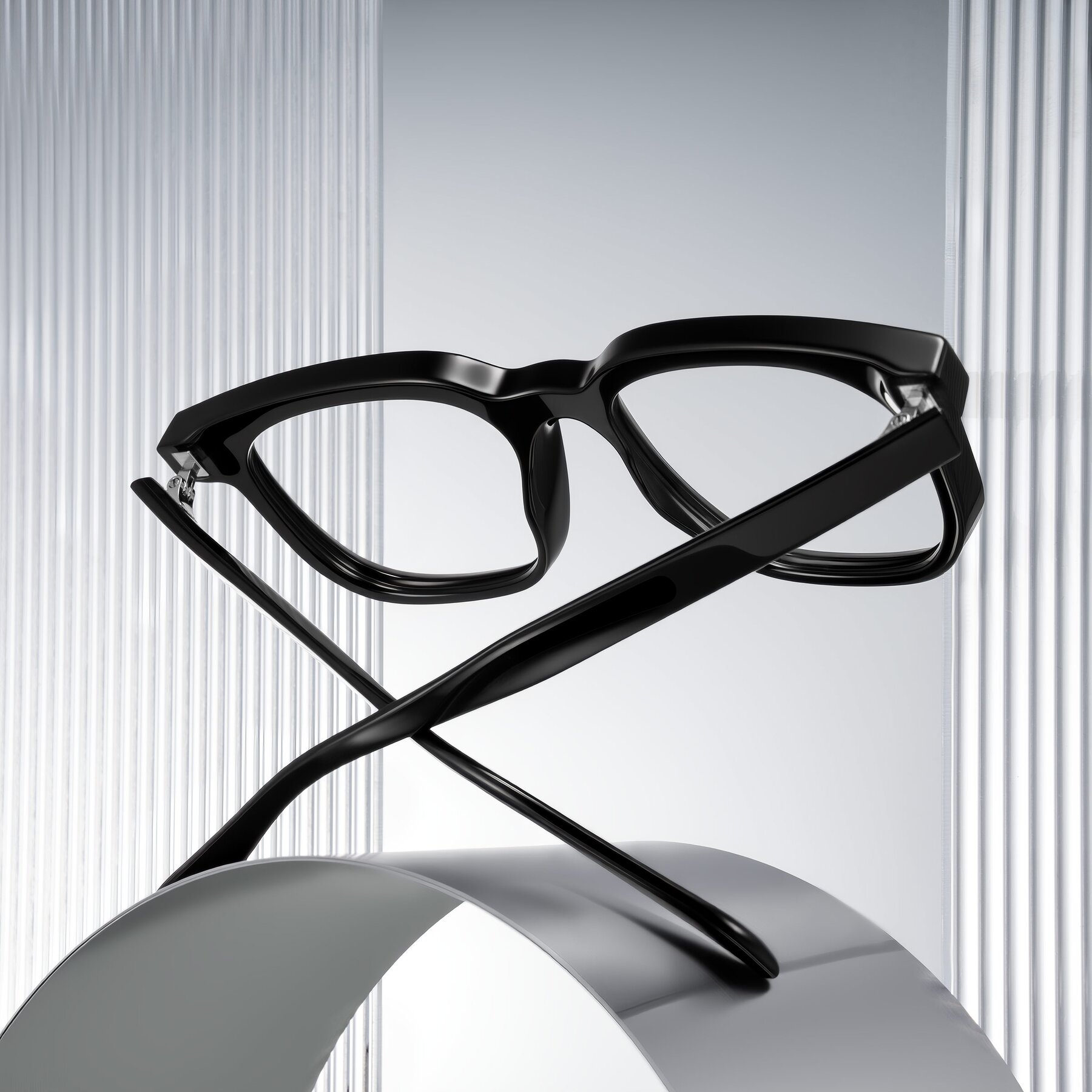 Lifestyle photography #2 of Mysterious in Black with Clear Eyeglass Lenses