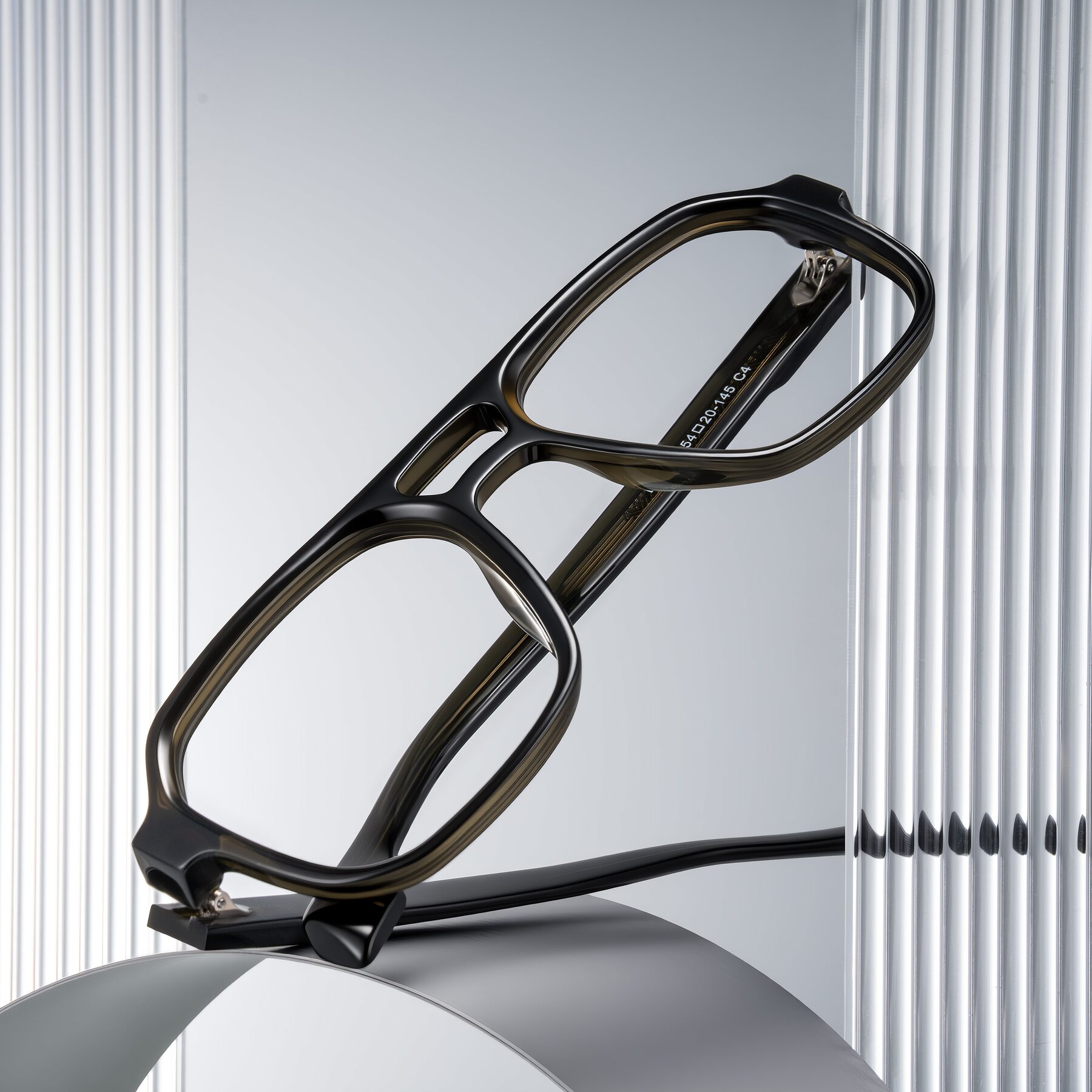 Lifestyle photography #1 of Beizaai in Translucent Olive Gray with Clear Eyeglass Lenses