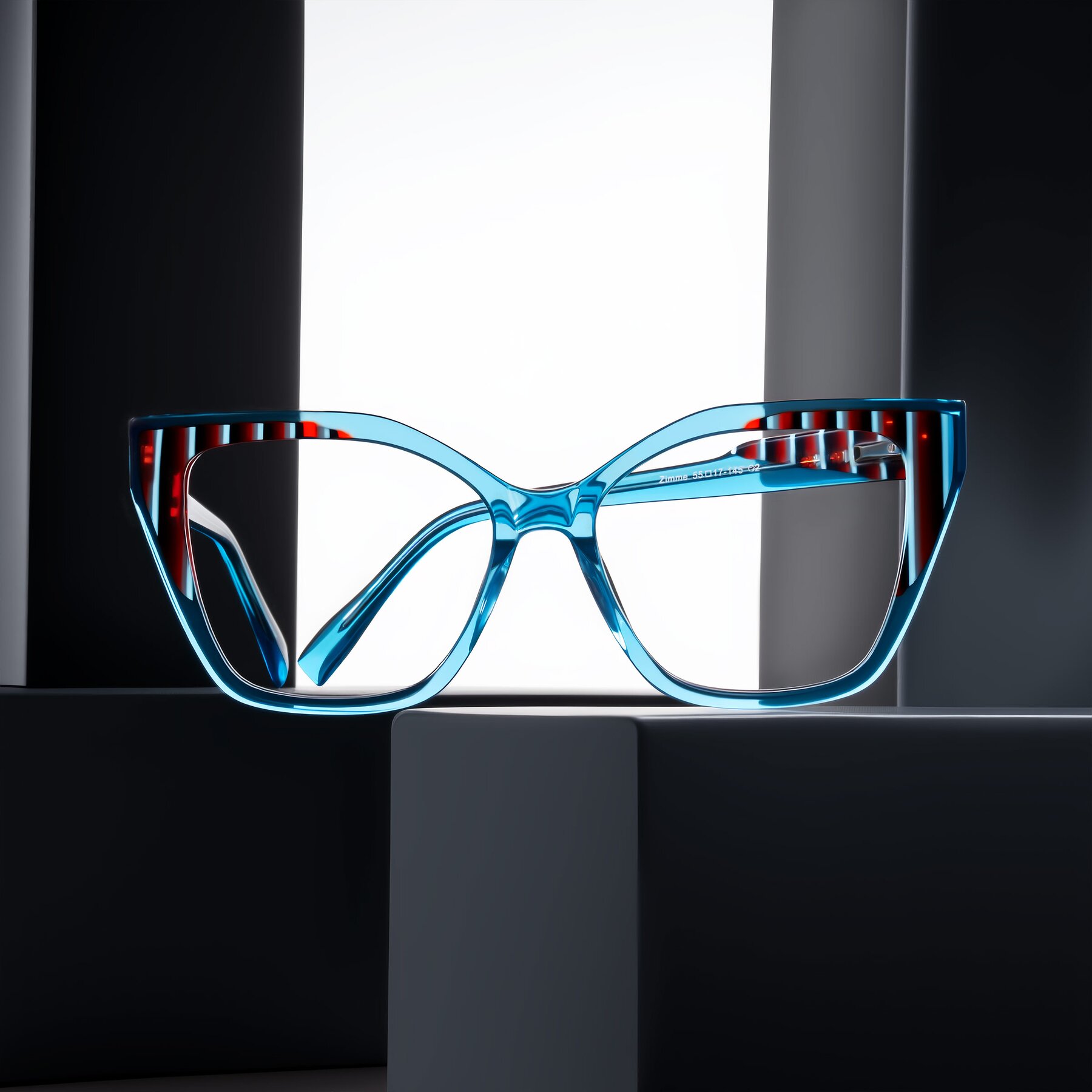Women's lifestyle photography #2 of Zimme in Blue Fizz with Clear Eyeglass Lenses