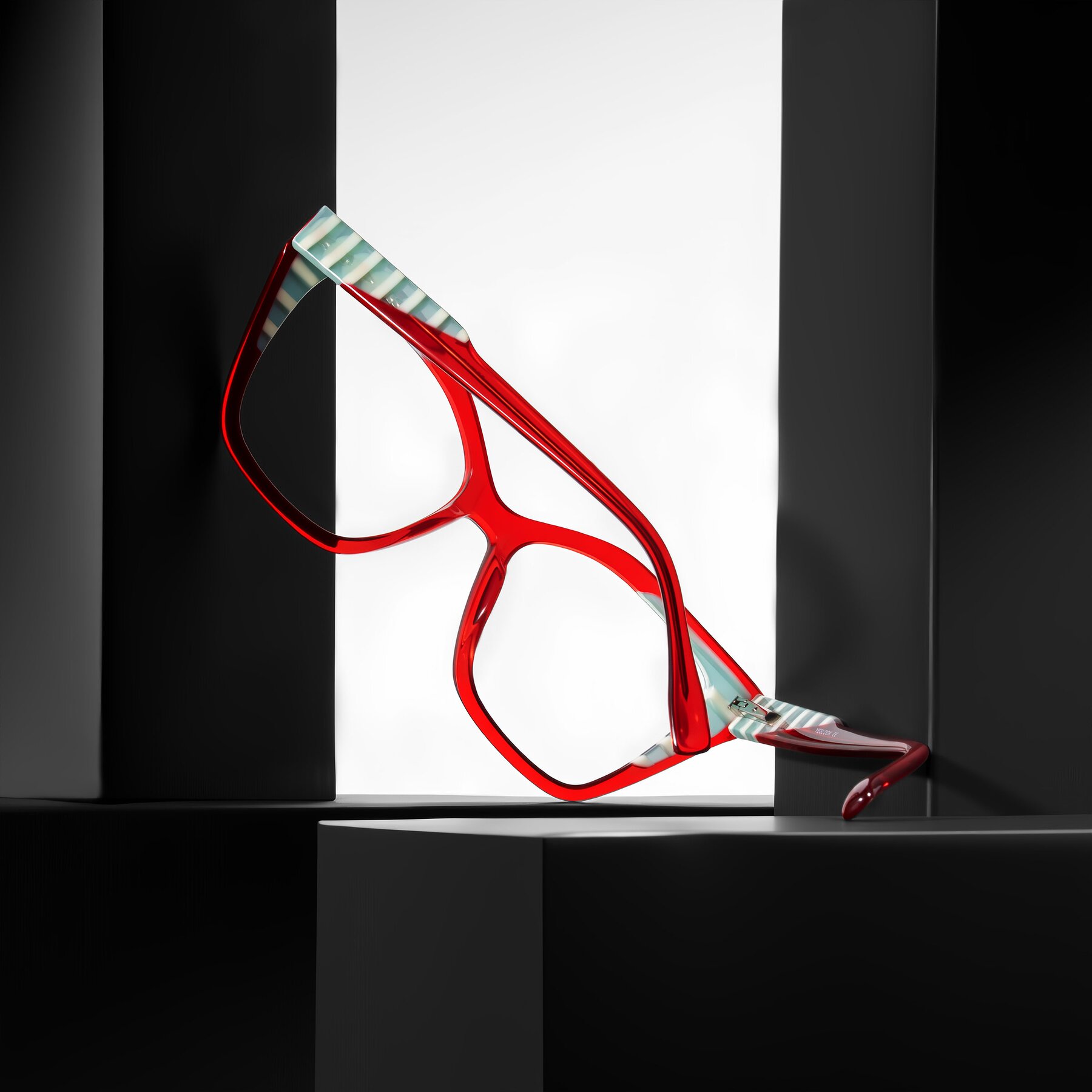 Women's lifestyle photography #2 of Zimme in Cherry Pop with Clear Eyeglass Lenses