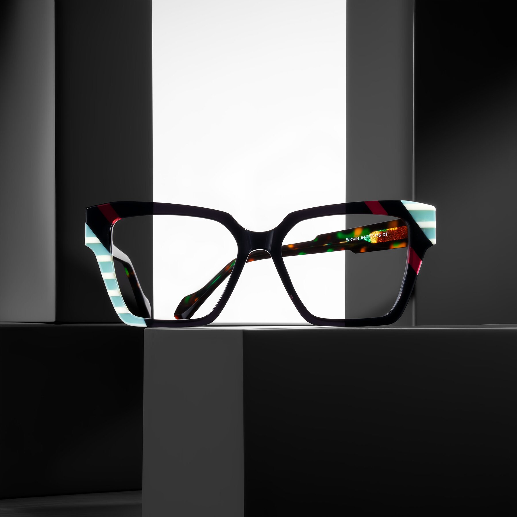 Lifestyle photography #1 of Widvale in Onyx Mosaic with Clear Eyeglass Lenses