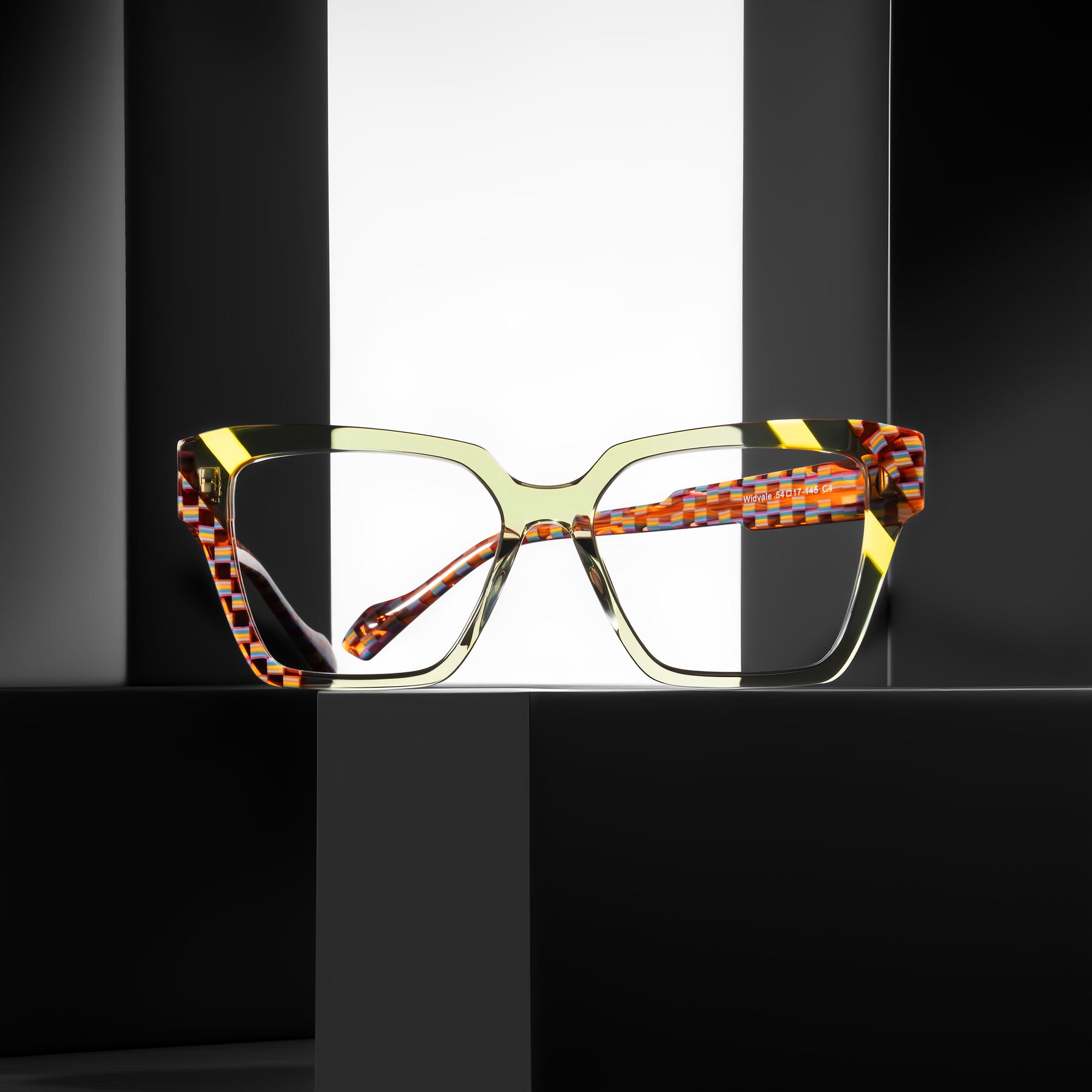 Lifestyle photography #1 of Widvale in Sage Mosaic with Clear Eyeglass Lenses