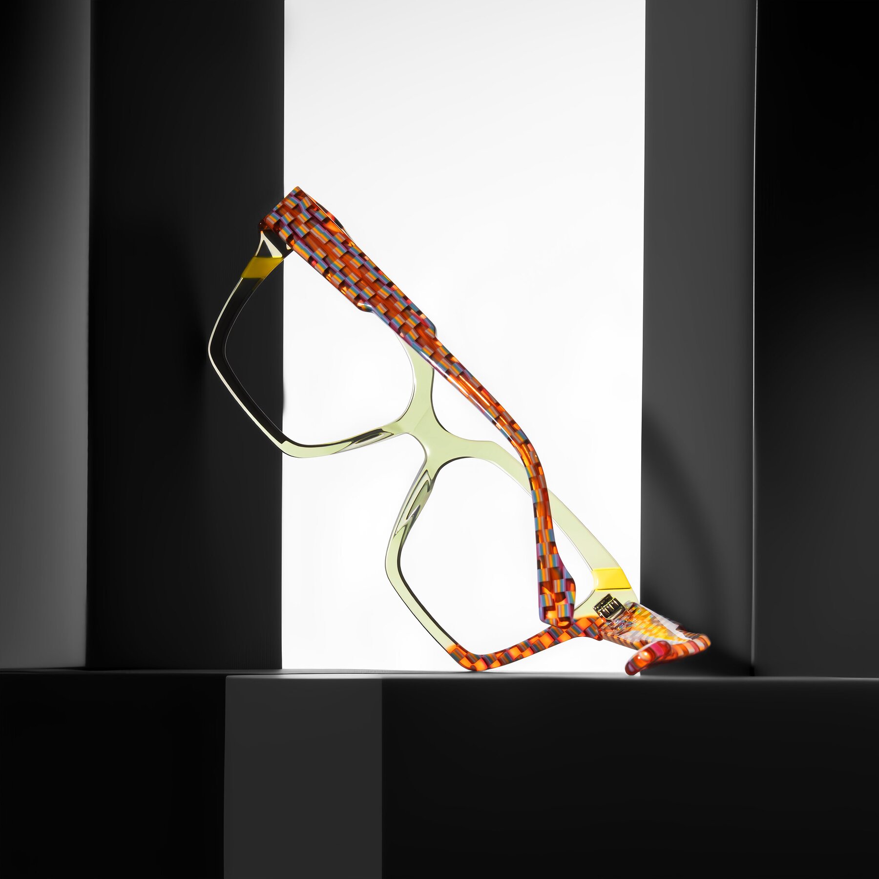 Lifestyle photography #2 of Widvale in Sage Mosaic with Clear Eyeglass Lenses