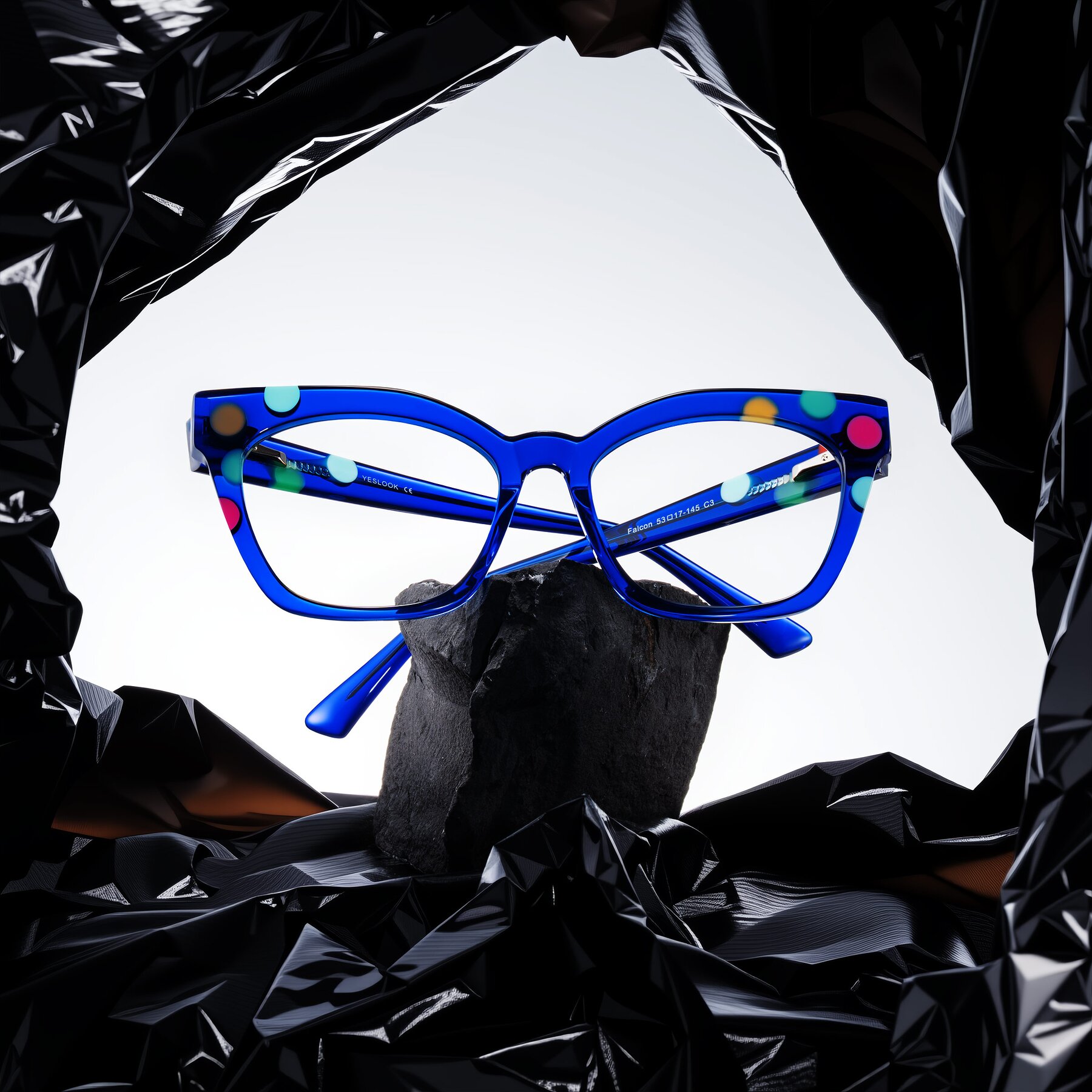 Lifestyle photography #1 of Falcon in Blue Confetti with Clear Eyeglass Lenses