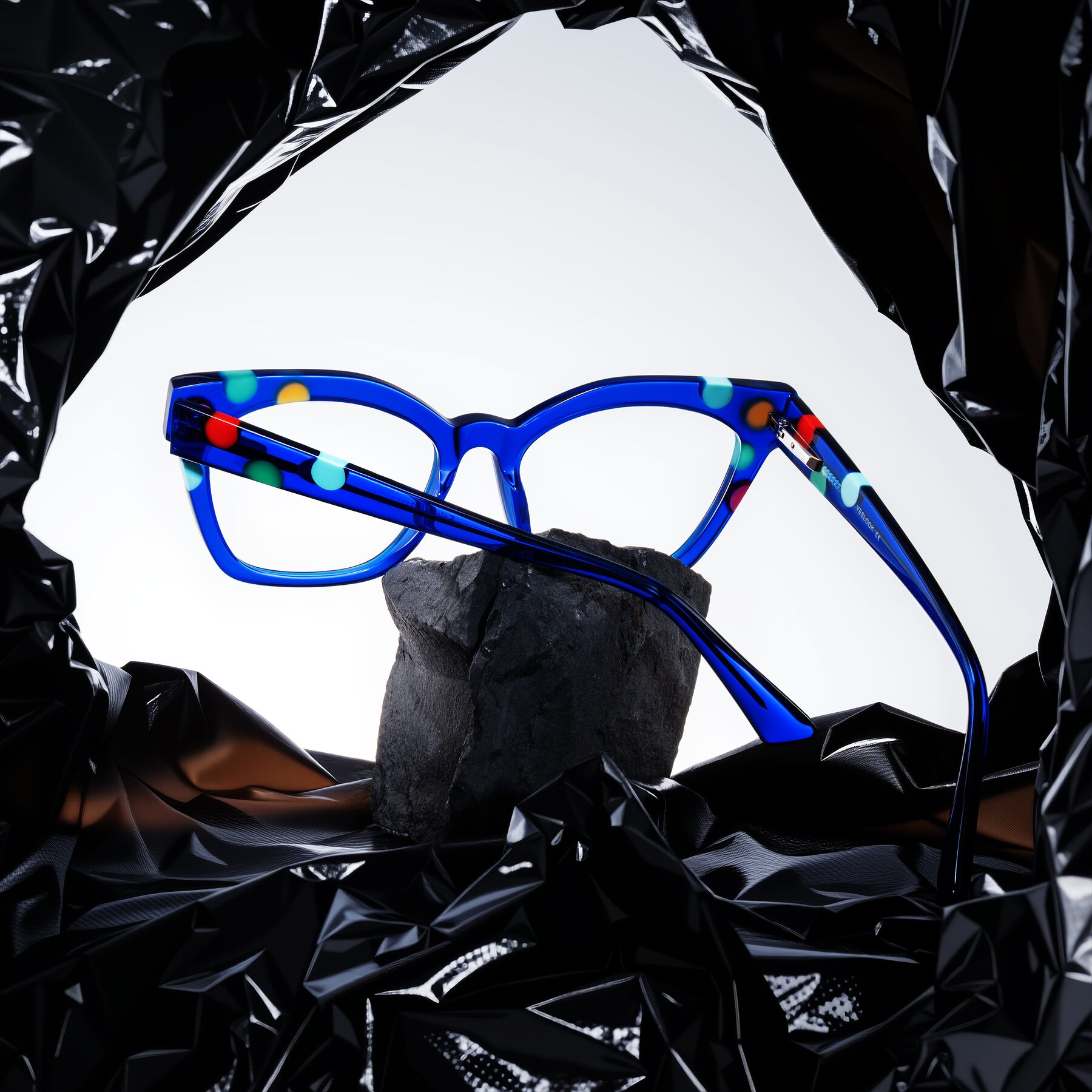 Lifestyle photography #2 of Falcon in Blue Confetti with Clear Eyeglass Lenses