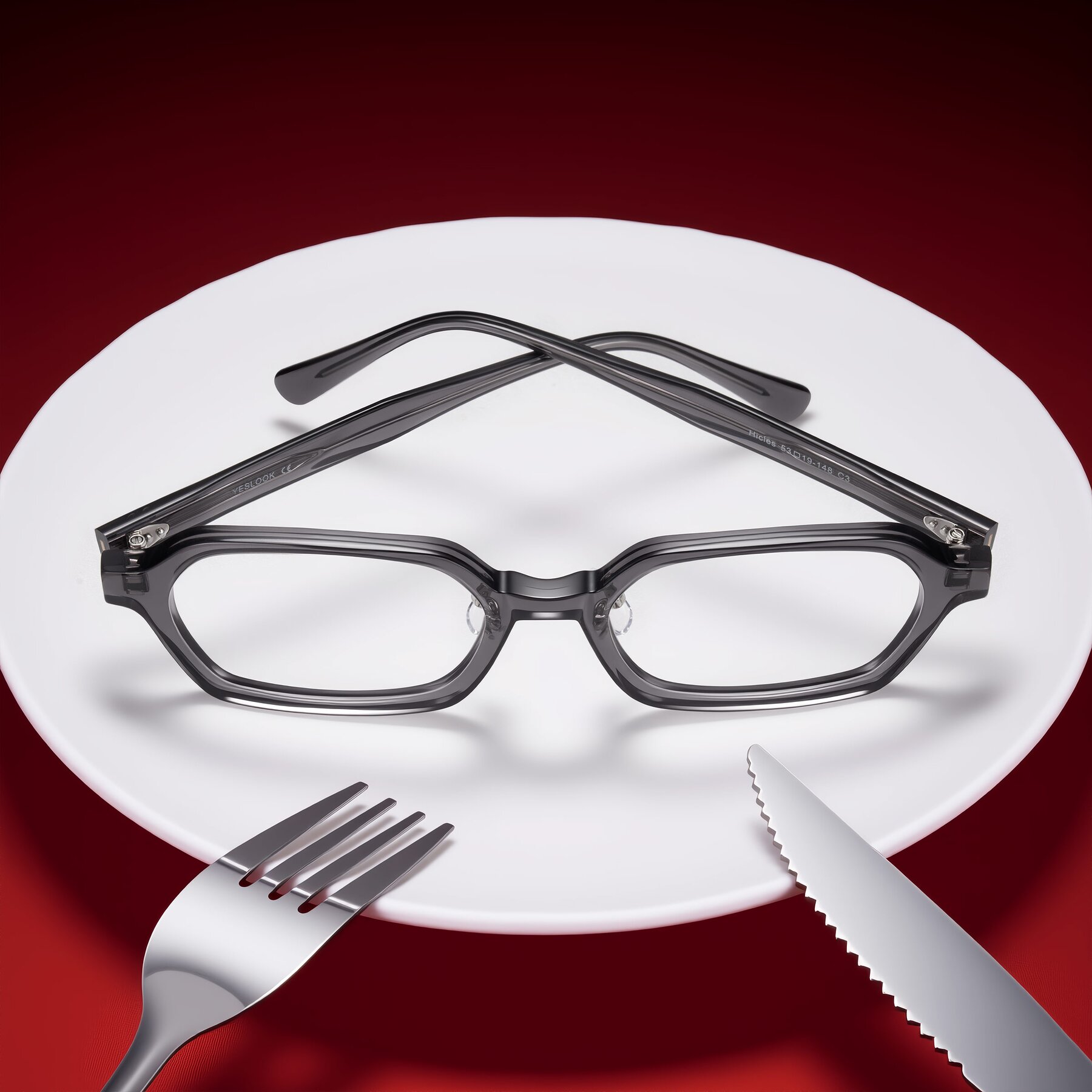 Lifestyle photography #2 of Hicles in Translucent Gray with Clear Blue Light Blocking Lenses