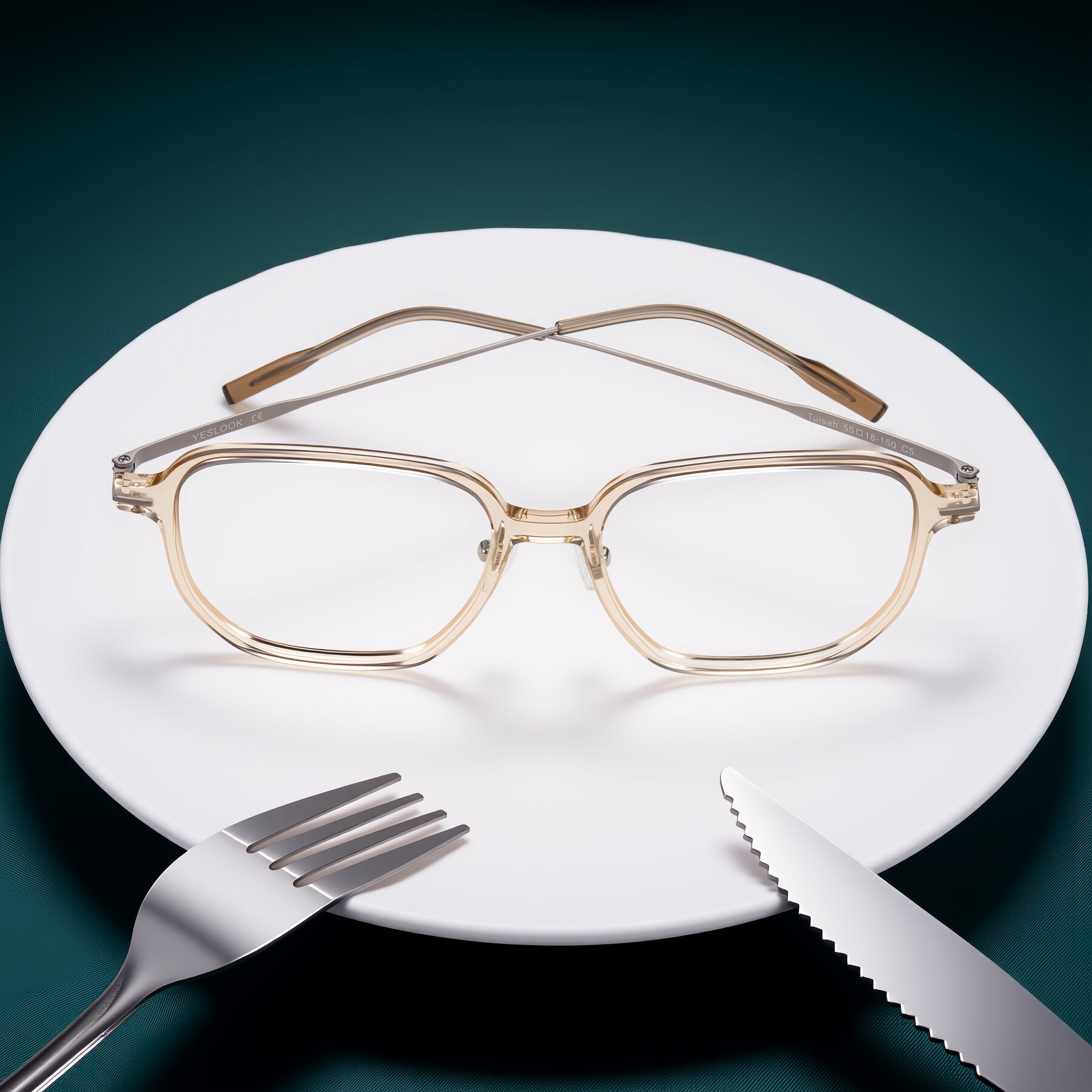 Lifestyle photography #1 of Tulsah in Light Orange with Clear Eyeglass Lenses