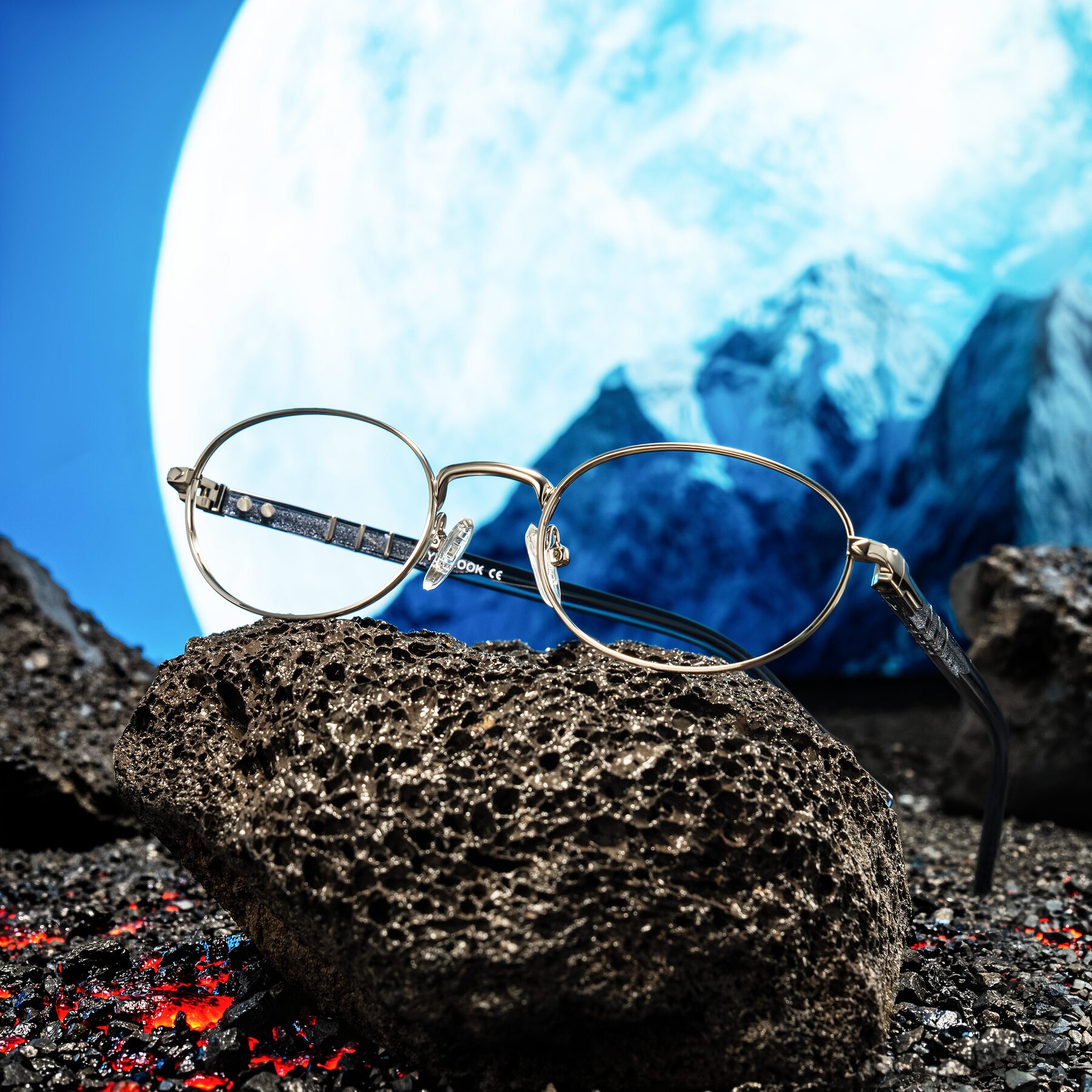 Lifestyle photography #1 of Gamal in Silver/Blue with Clear Eyeglass Lenses