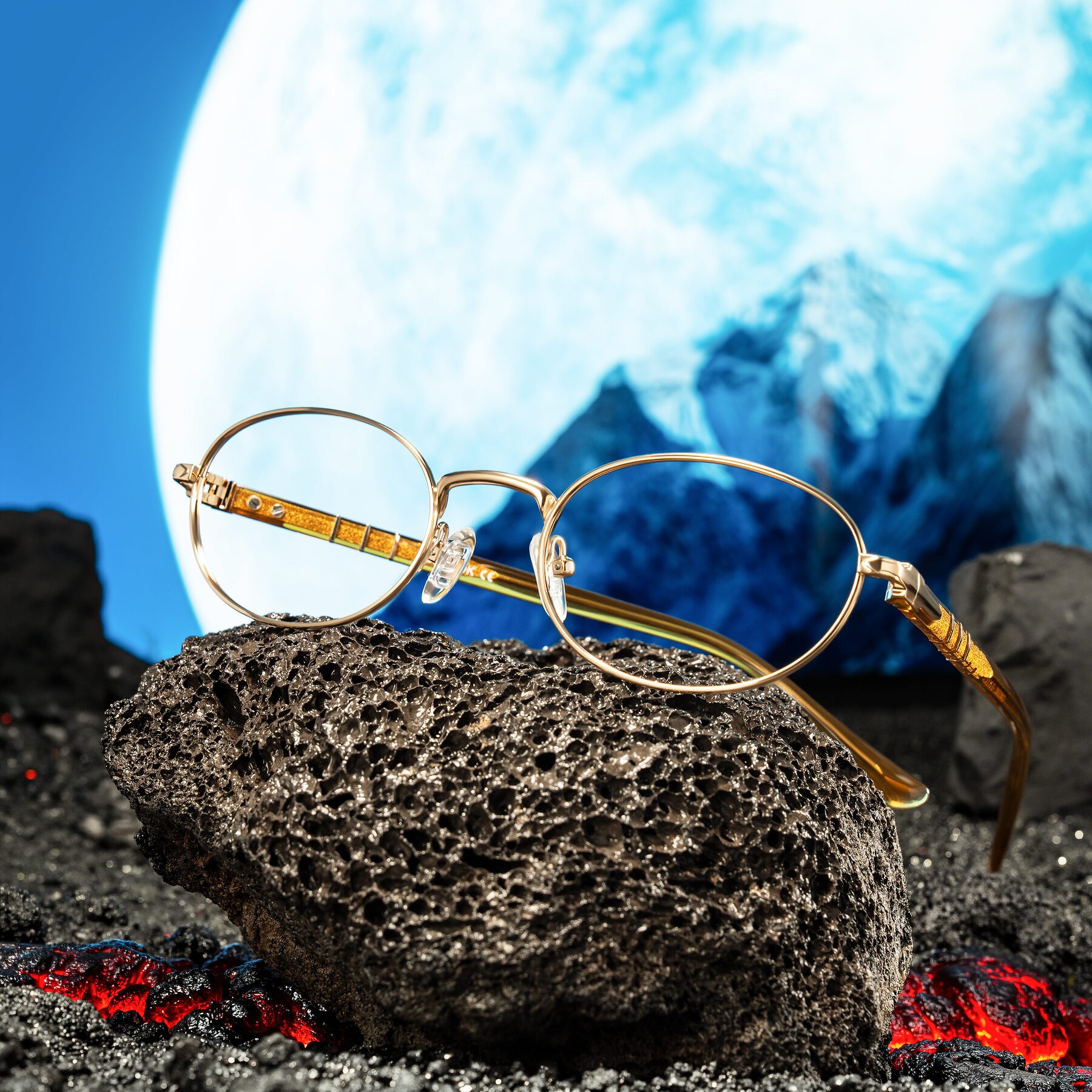 Lifestyle photography #1 of Gamal in Gold/Honey with Clear Eyeglass Lenses