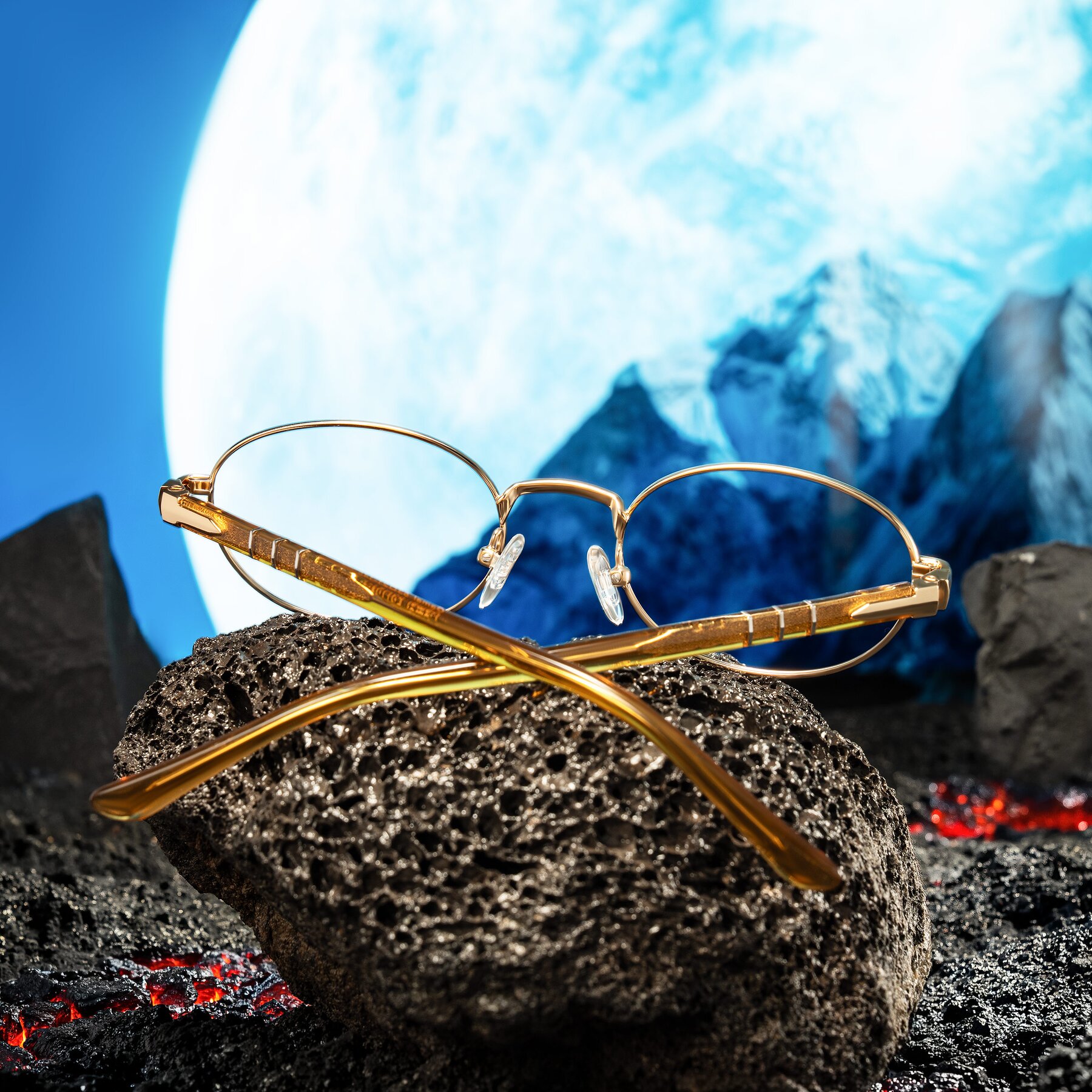 Lifestyle photography #2 of Gamal in Gold/Honey with Clear Eyeglass Lenses