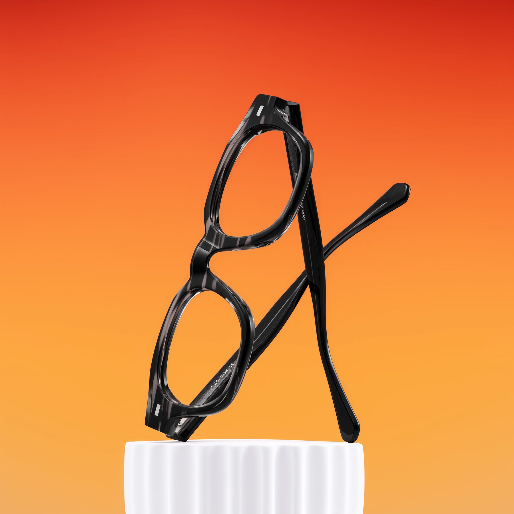 Lifestyle photography #1 of Orin in Dark Gray Striped with Clear Blue Light Blocking Lenses