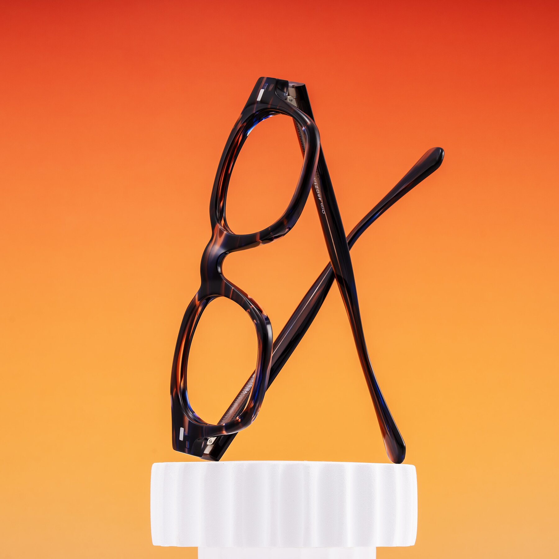 Lifestyle photography #1 of Orin in Brown Blue Striped with Clear Eyeglass Lenses