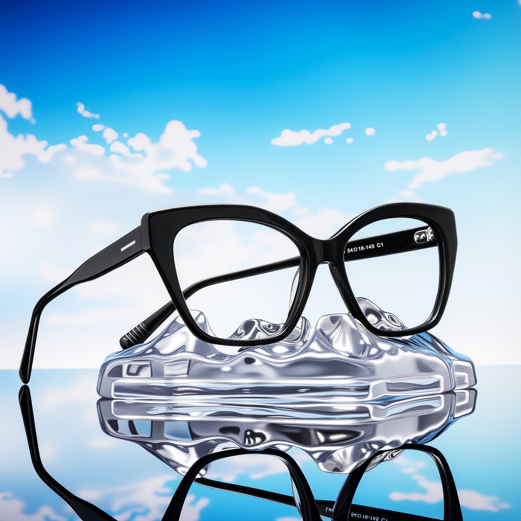 Lifestyle photography #1 of Landecho in Black with Clear Blue Light Blocking Lenses