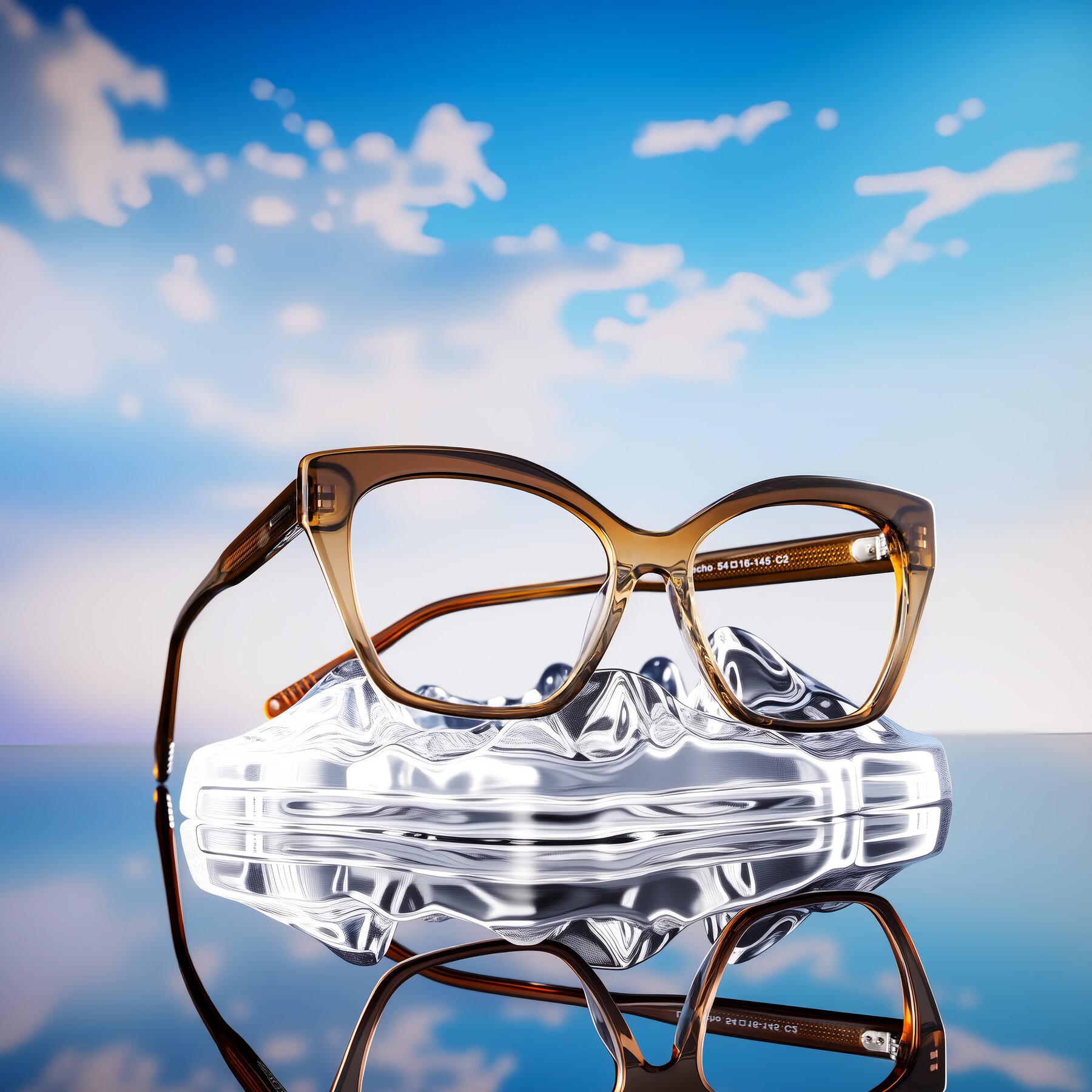 Lifestyle photography #1 of Landecho in Gradient Brown with Clear Reading Eyeglass Lenses