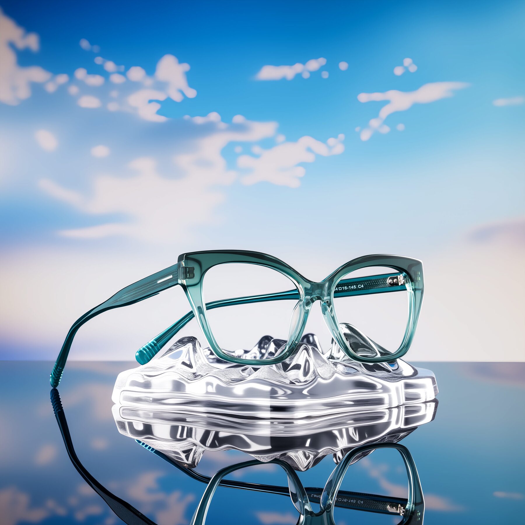 Lifestyle photography #1 of Landecho in Gradient Emerald Green with Clear Eyeglass Lenses