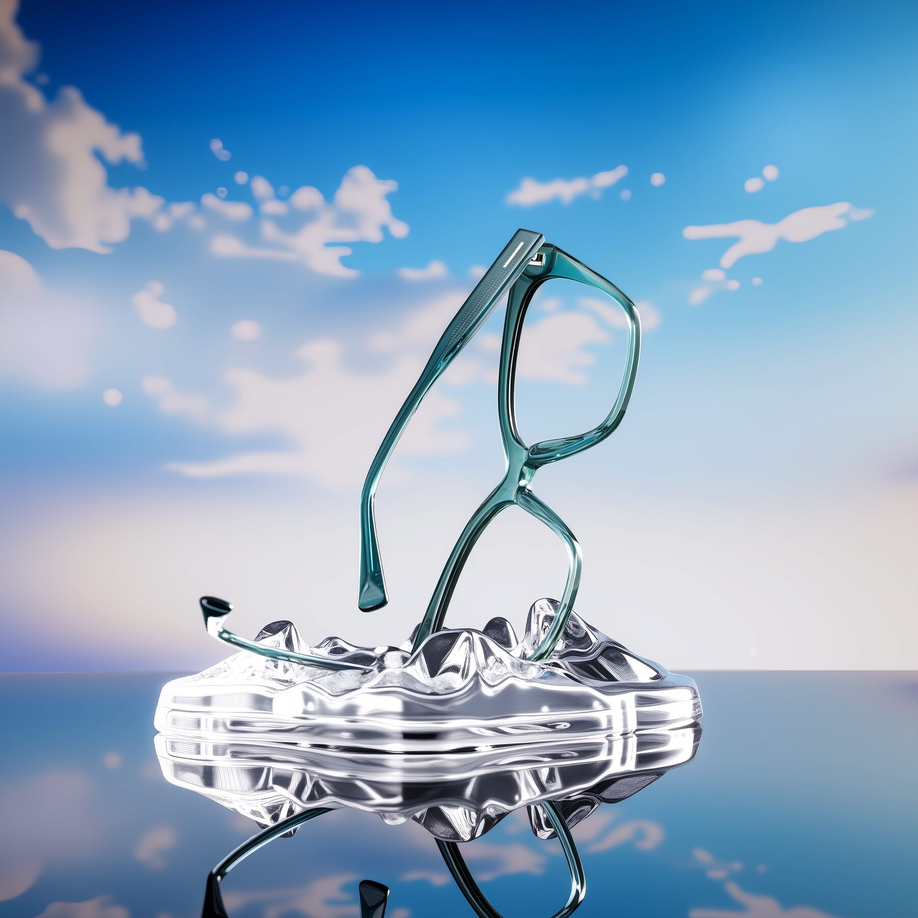 Lifestyle photography #2 of Landecho in Gradient Emerald Green with Clear Eyeglass Lenses