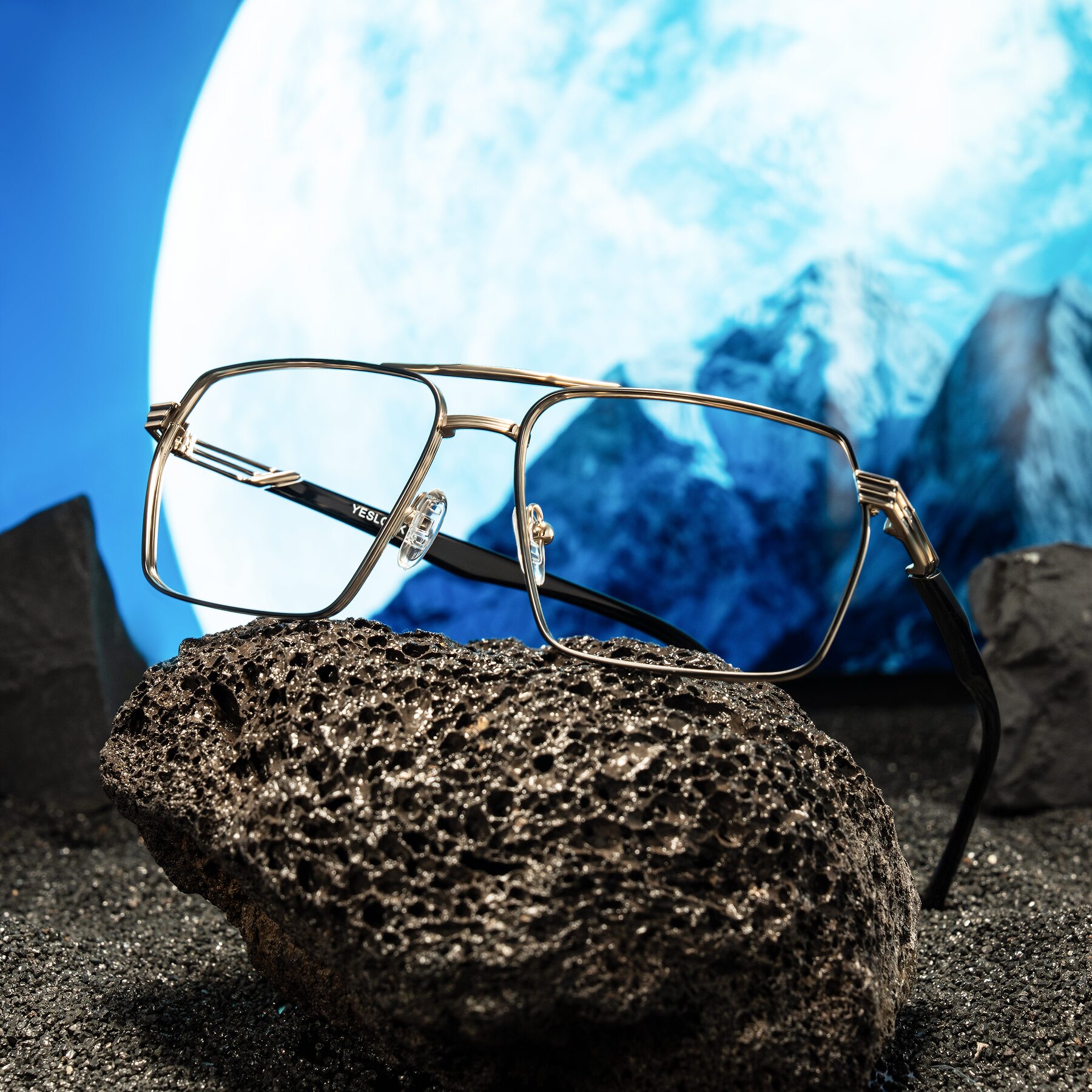 Lifestyle photography #1 of Nasuma in Gold/Black with Clear Eyeglass Lenses