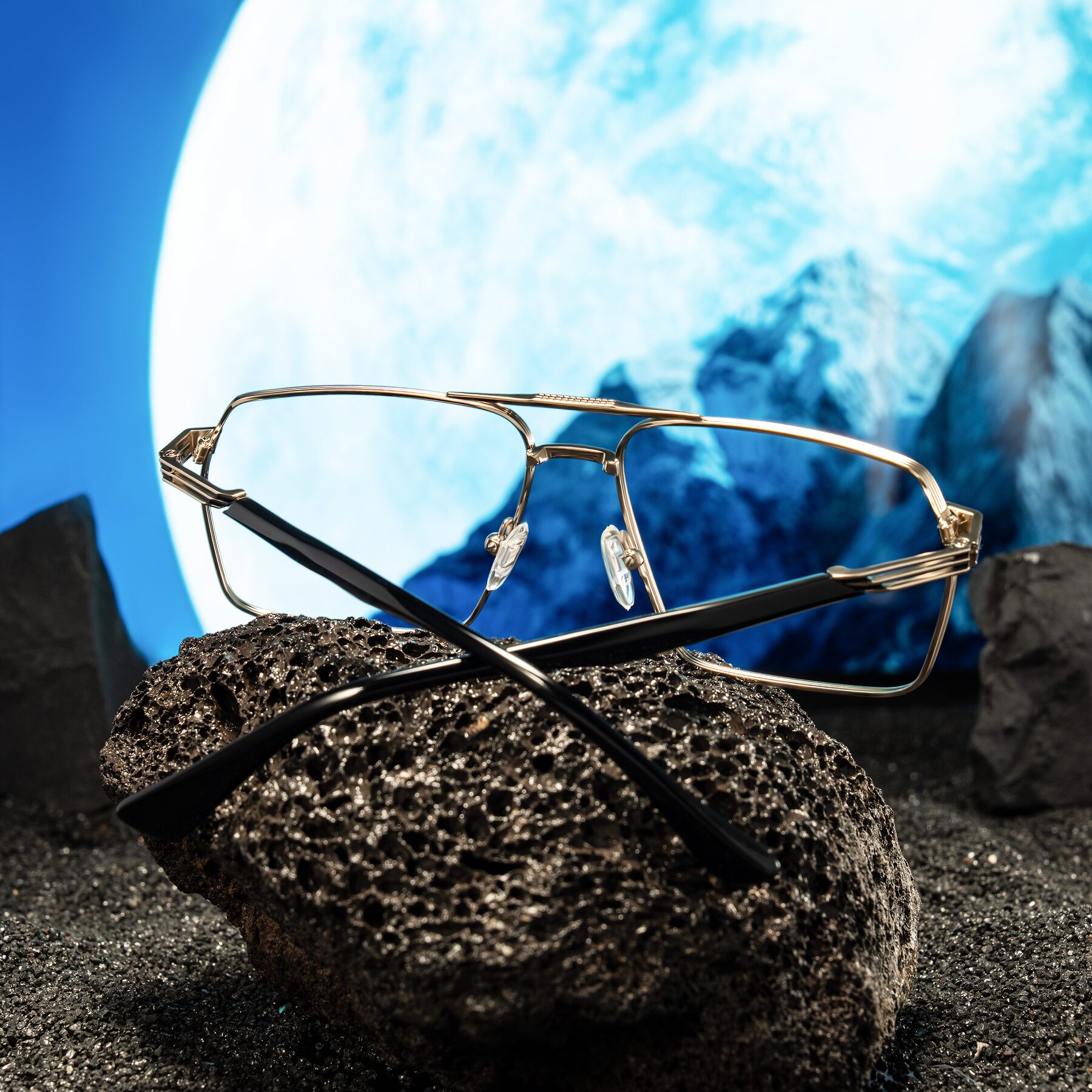 Lifestyle photography #2 of Nasuma in Gold/Black with Clear Eyeglass Lenses