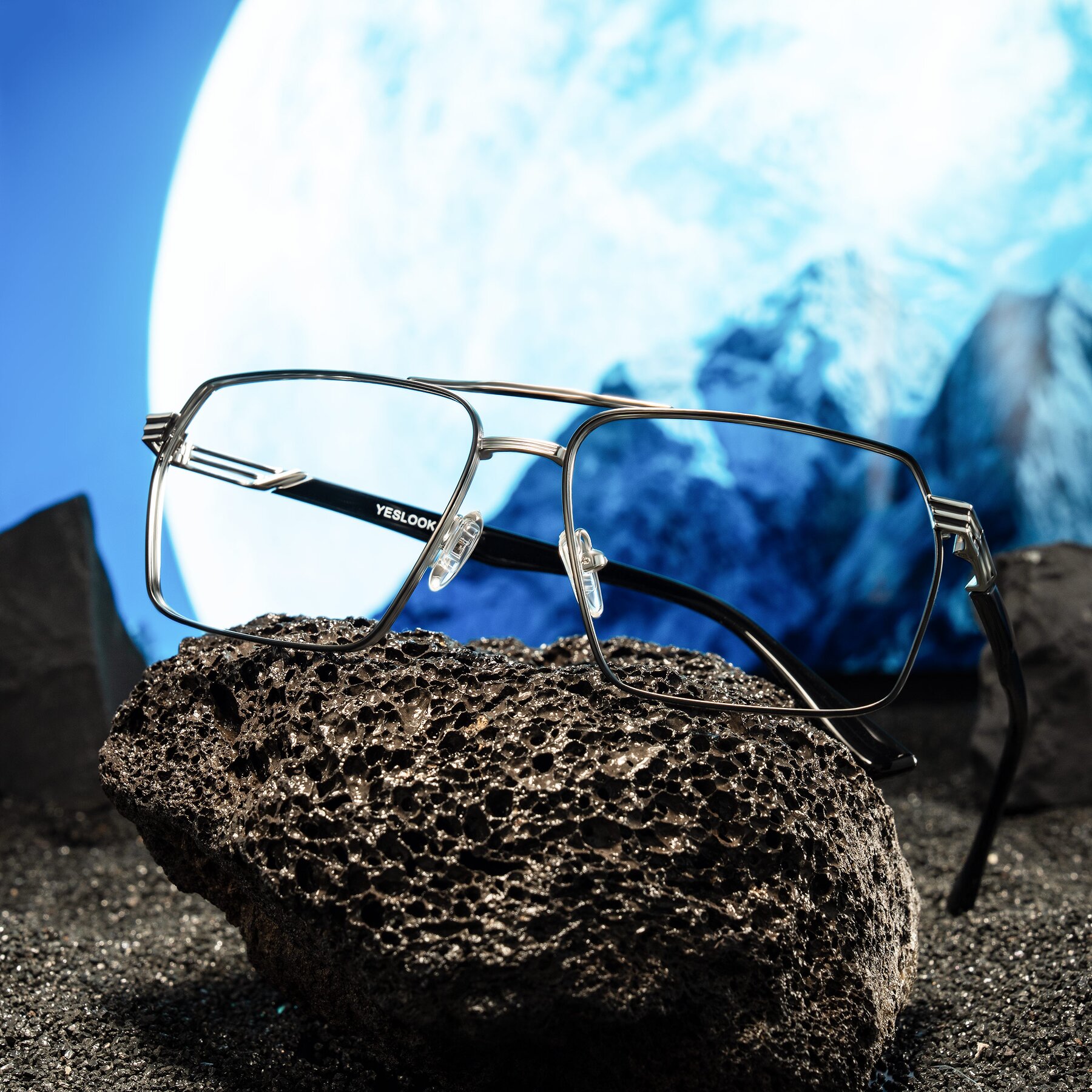 Lifestyle photography #1 of Nasuma in Chrome/Black with Clear Eyeglass Lenses