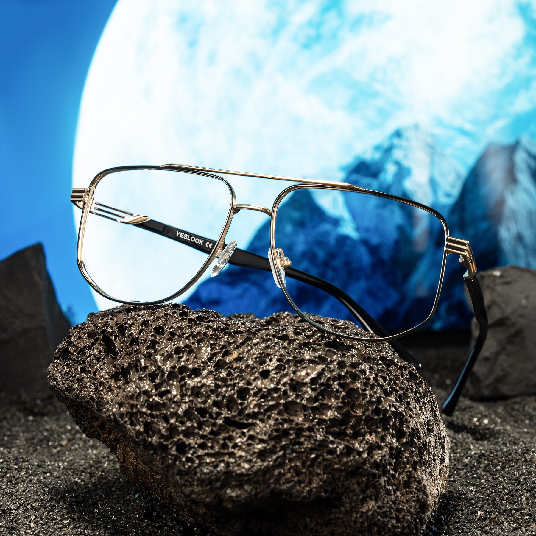 Lifestyle photography #1 of Lovonin in Gold/Black with Clear Eyeglass Lenses