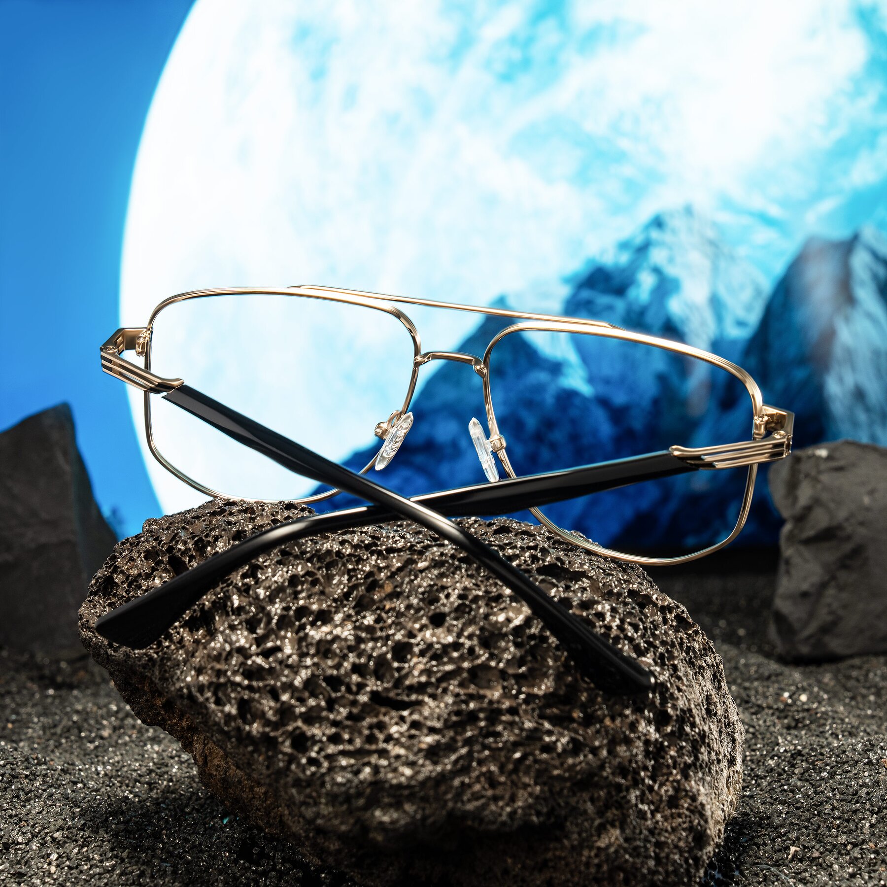 Lifestyle photography #2 of Lovonin in Gold/Black with Clear Eyeglass Lenses
