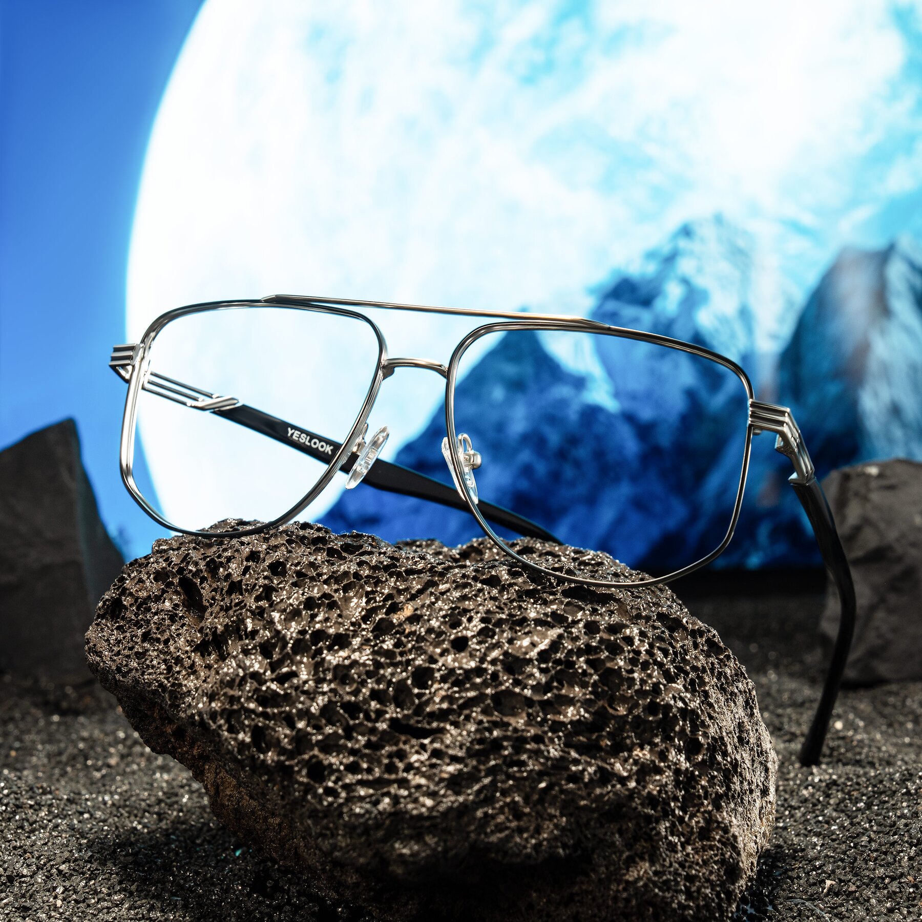 Lifestyle photography #1 of Lovonin in Chrome/Black with Clear Eyeglass Lenses
