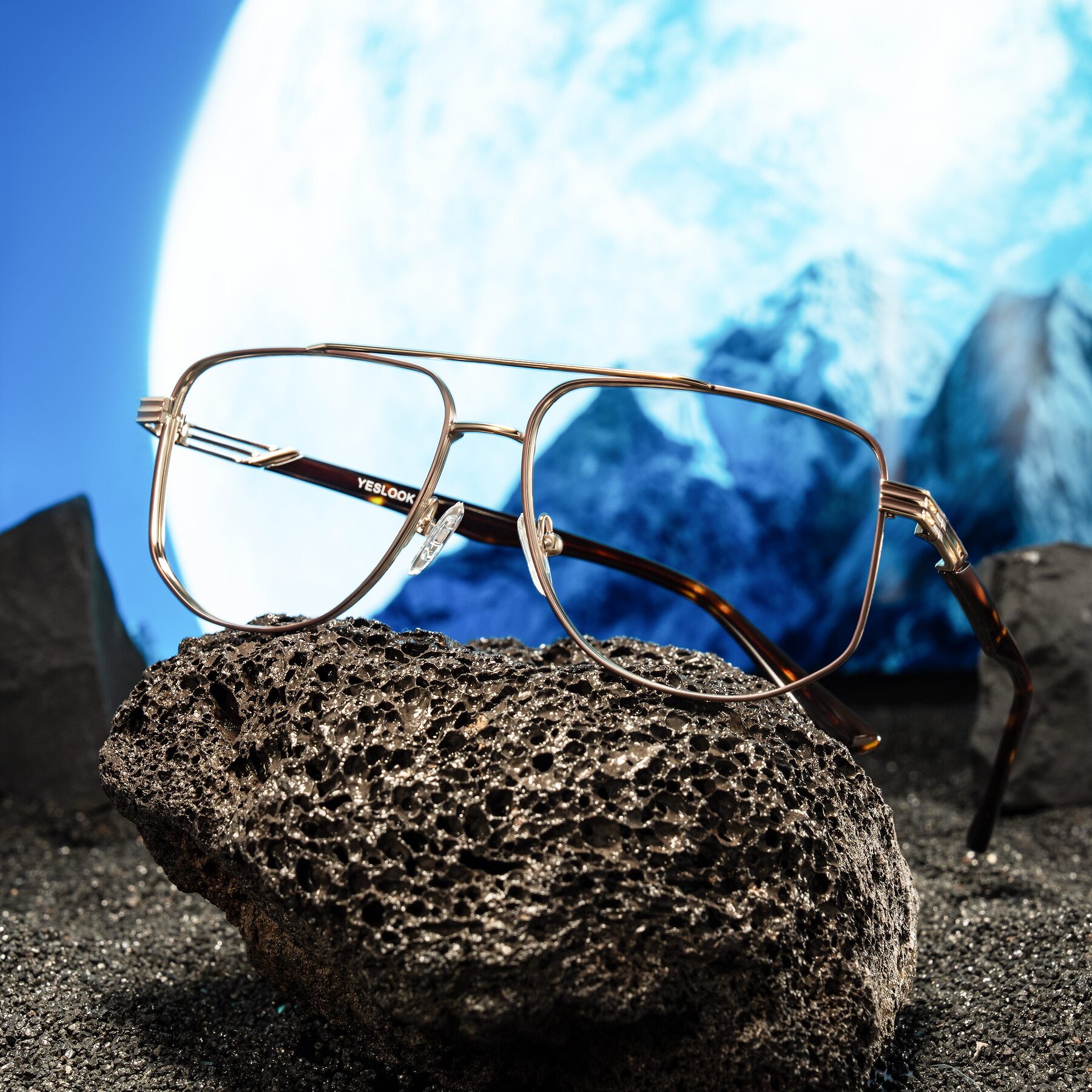 Lifestyle photography #1 of Lovonin in Gold/Tortoise with Clear Eyeglass Lenses